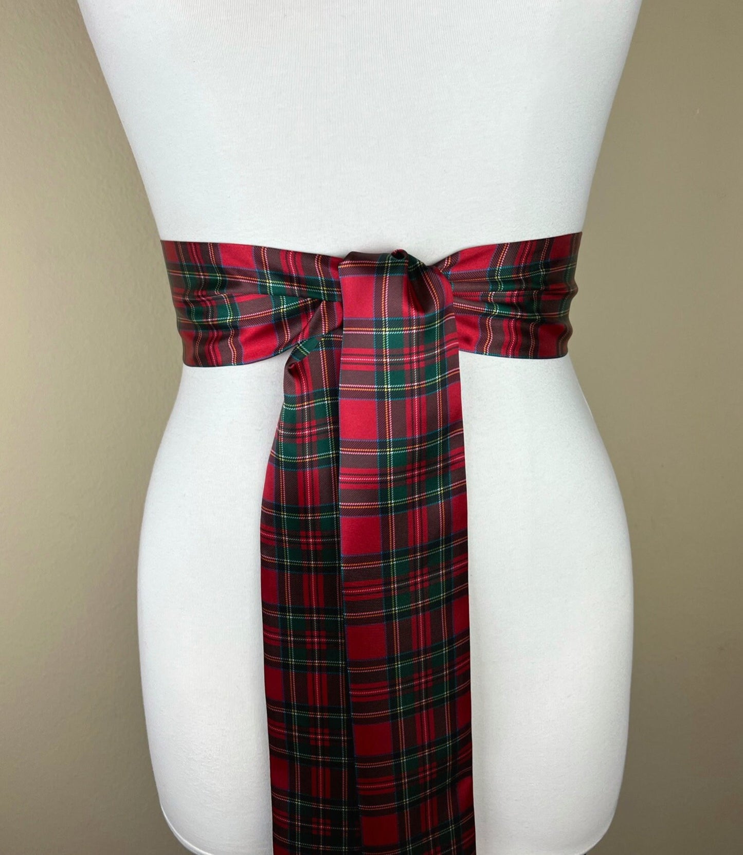 Royal Stewart Satin Sash, Royal Stewart Tartan Sash, Christmas Plaid Sash Belt, Red Royal Stewart Tartan, Red & Green Plaid, Satin Swank