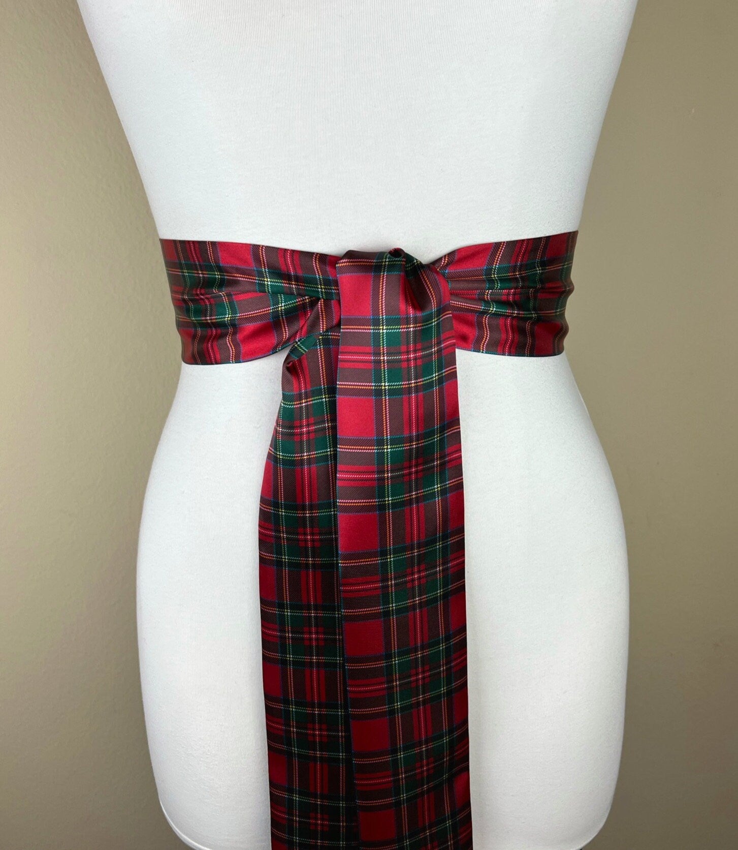 Royal Stewart Satin Sash, Royal Stewart Tartan Sash, Christmas Plaid Sash Belt, Red Royal Stewart Tartan, Red & Green Plaid, Satin Swank