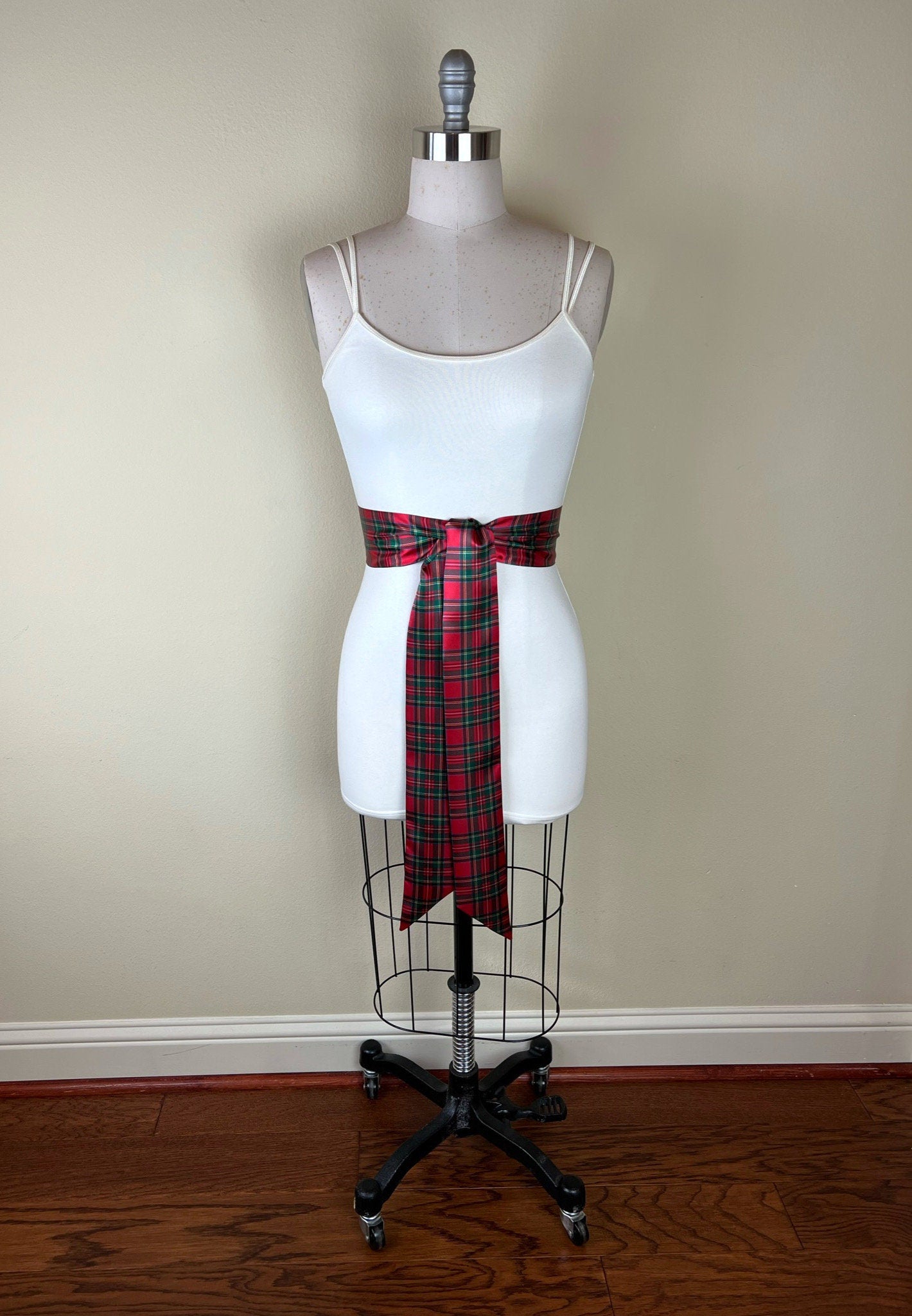 Royal Stewart Satin Sash, Royal Stewart Tartan Sash, Christmas Plaid Sash Belt, Red Royal Stewart Tartan, Red & Green Plaid, Satin Swank