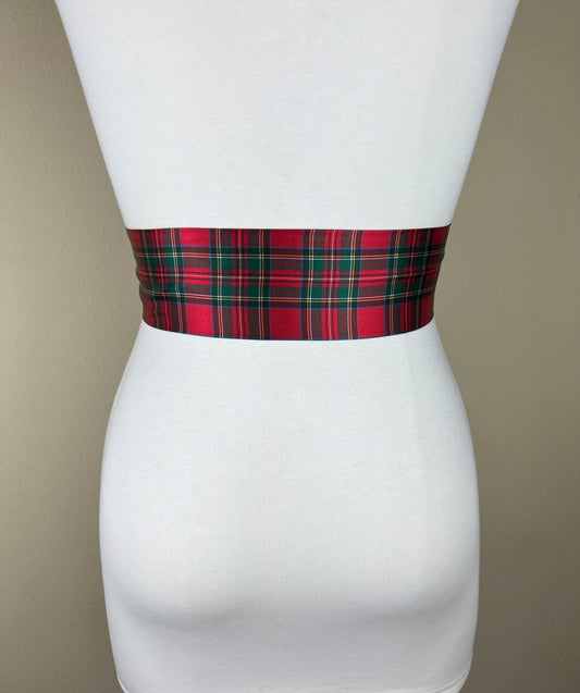 Royal Stewart Satin Sash, Royal Stewart Tartan Sash, Christmas Plaid Sash Belt, Red Royal Stewart Tartan, Red & Green Plaid, Satin Swank