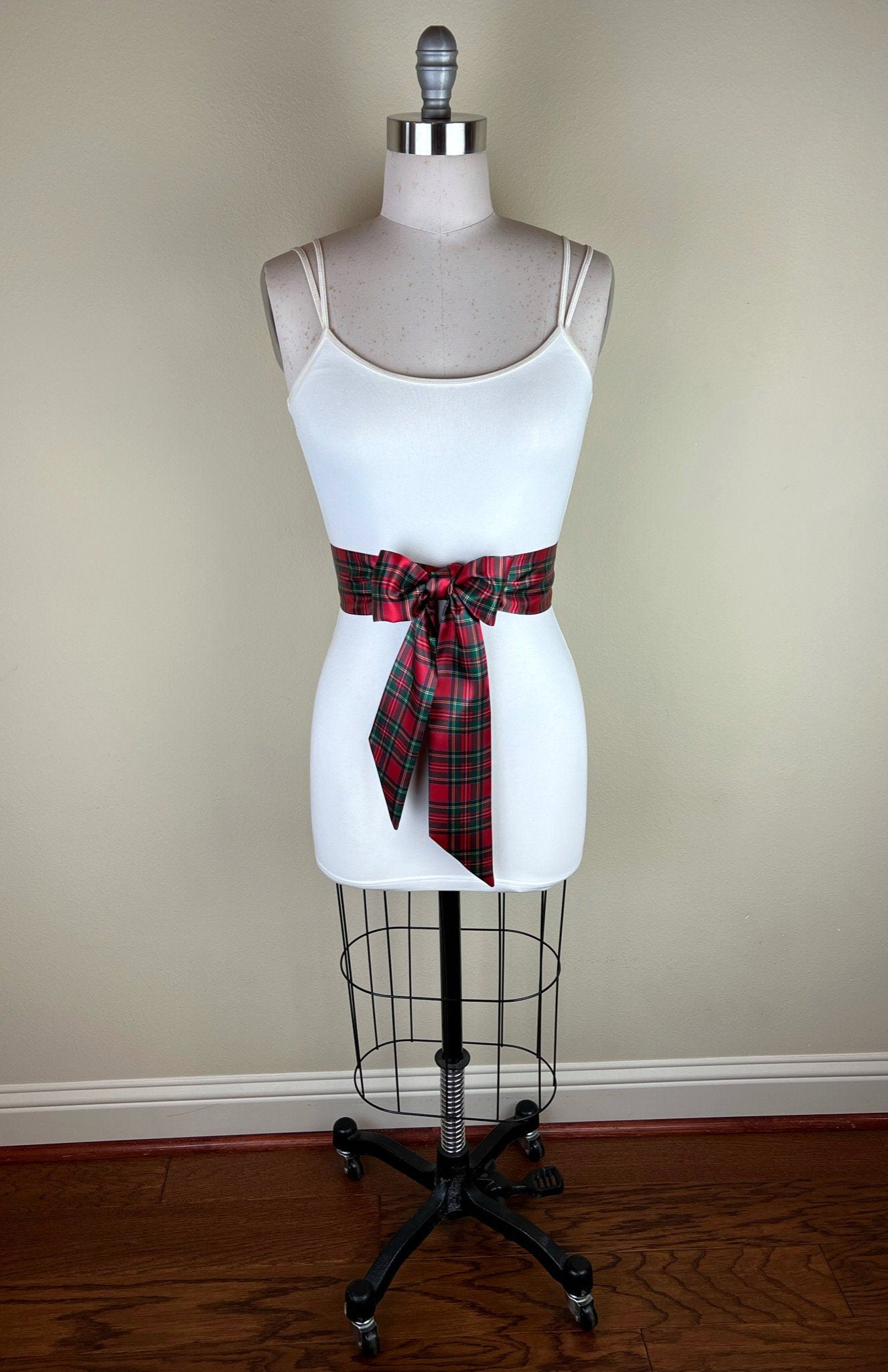 Royal Stewart Satin Sash, Royal Stewart Tartan Sash, Christmas Plaid Sash Belt, Red Royal Stewart Tartan, Red & Green Plaid, Satin Swank