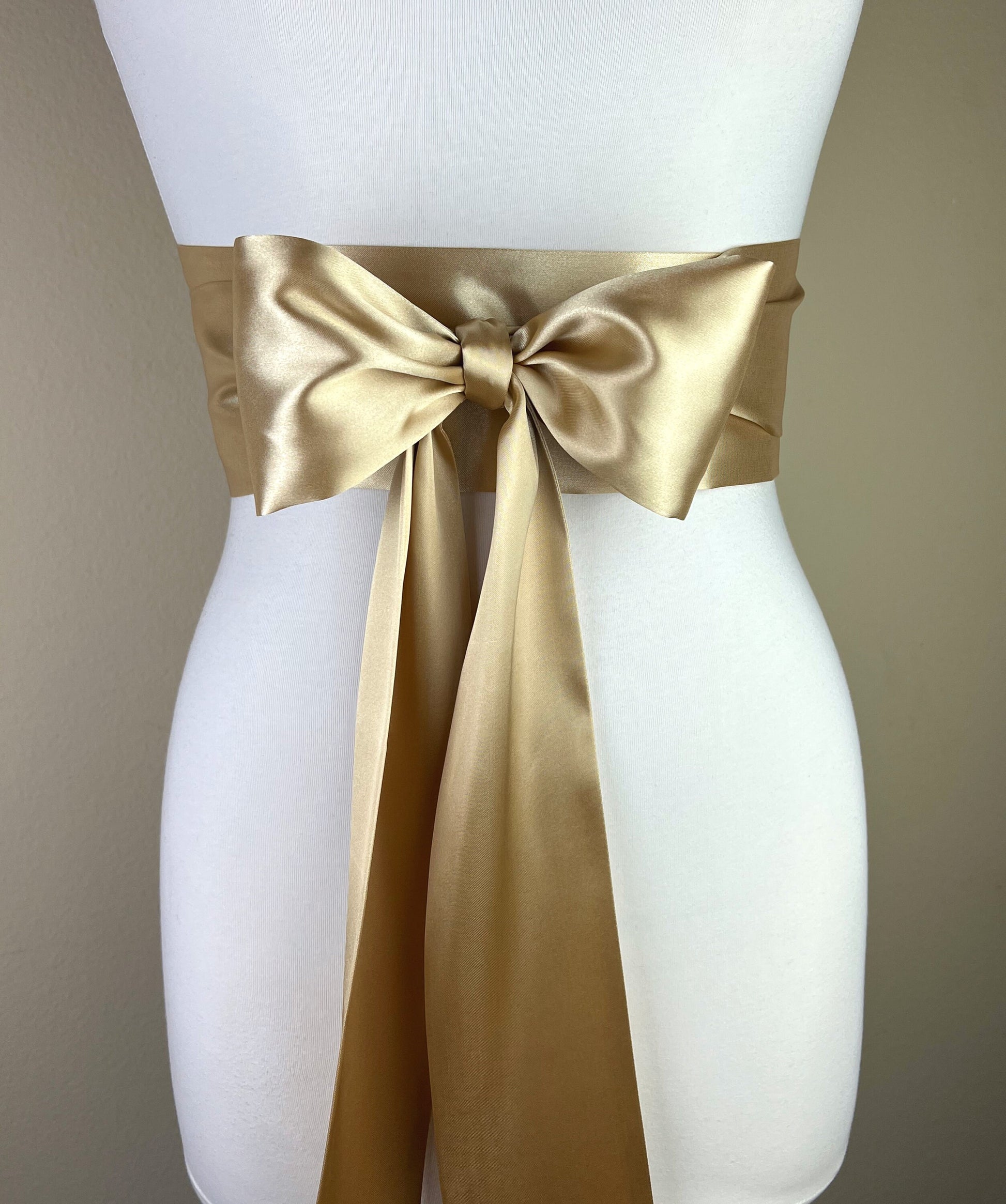 Pale Gold Sash, Gold Satin Sash, Light Gold Wedding Dress Sash Belt, Satin Sash, Gold Bridal Sash, Obi Sash Belt in Gold, Satin Swank