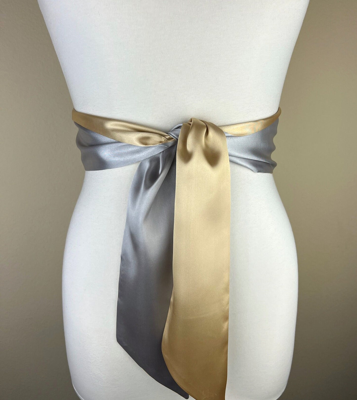 Mixed Metal Style Satin Sash Belt, Silver & Gold Sash Belt, Wide Silver Satin Sash, Wide Gold Satin Sash, Mixed Metal Sash Belt, Satin Swank
