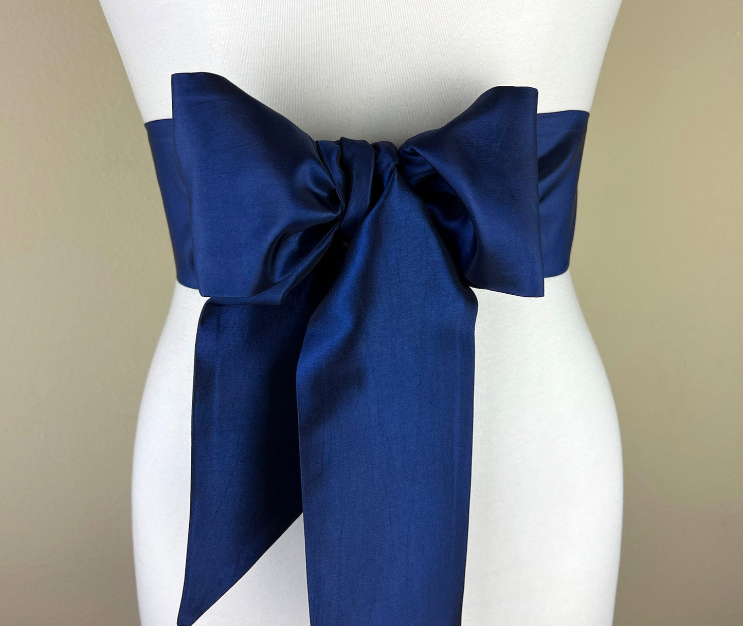 Crisp Taffeta Sash in Navy Blue, Navy Taffeta Bow Belt, Formal Navy Dress Sash, Taffeta Ball Gown Sash, Navy Sash Belt, Satin Swank