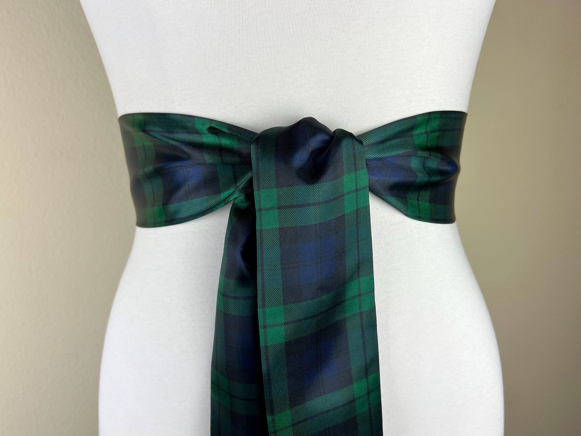 Black Watch Satin Sash, Black Watch Tartan Sash Belt, Blackwatch Plaid Waist Sash, Black Watch Regiment Tartan of Scotland, Satin Swank