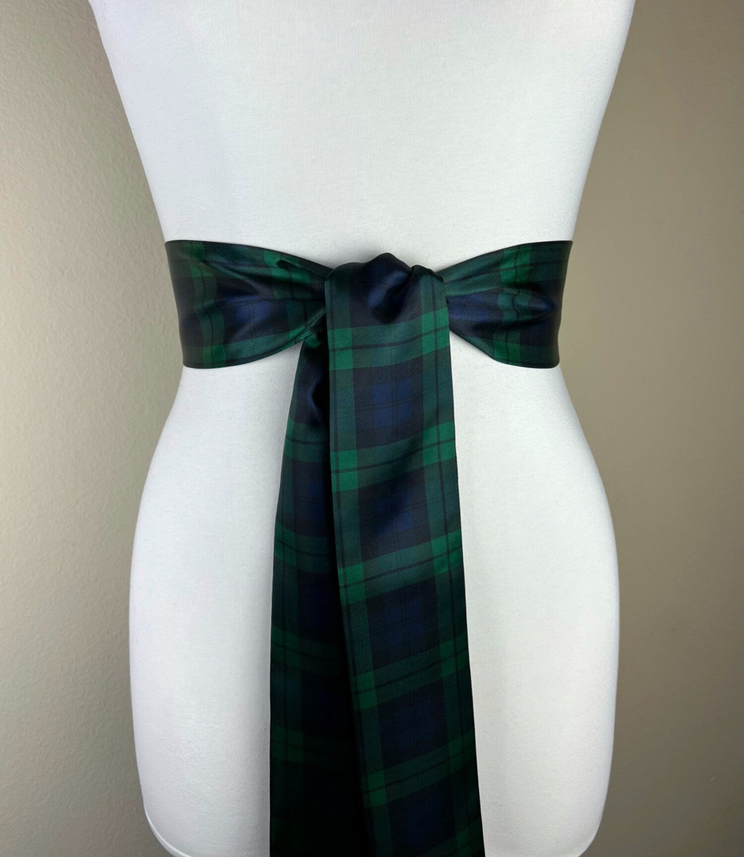 Black Watch Satin Sash, Black Watch Tartan Sash Belt, Blackwatch Plaid Waist Sash, Black Watch Regiment Tartan of Scotland, Satin Swank