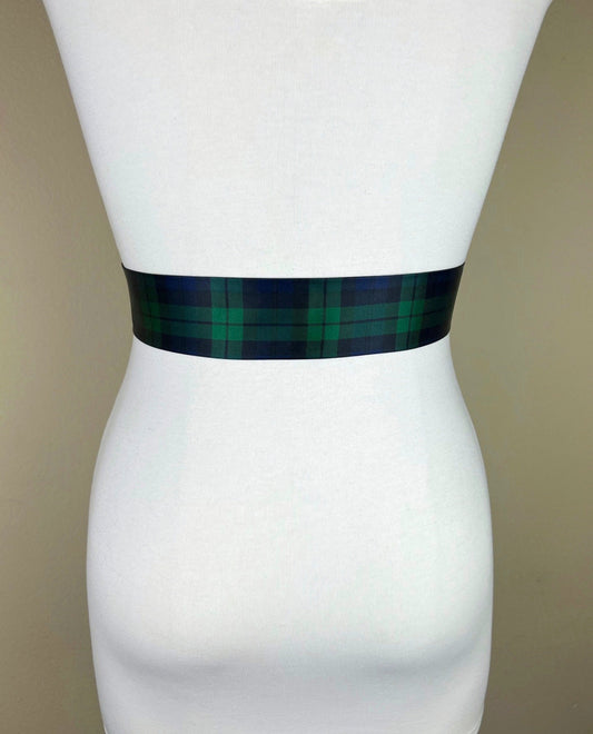 Narrow Black Watch Satin Sash, Black Watch Tartan Sash Belt, Blackwatch Plaid Waist Sash, Black Watch Regiment Tartan Scotland, Satin Swank