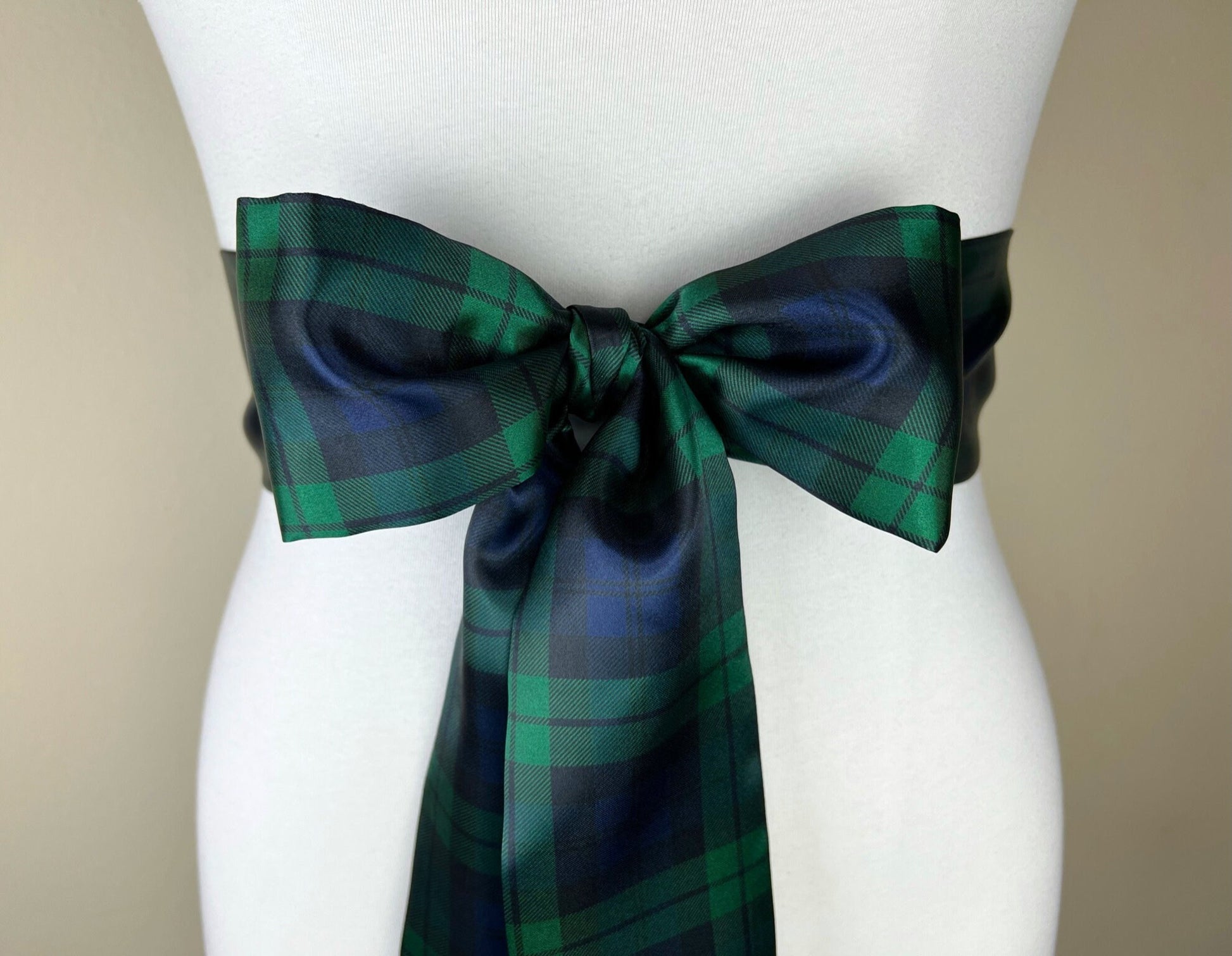 Black Watch Satin Sash, Black Watch Tartan Sash Belt, Blackwatch Plaid Waist Sash, Black Watch Regiment Tartan of Scotland, Satin Swank