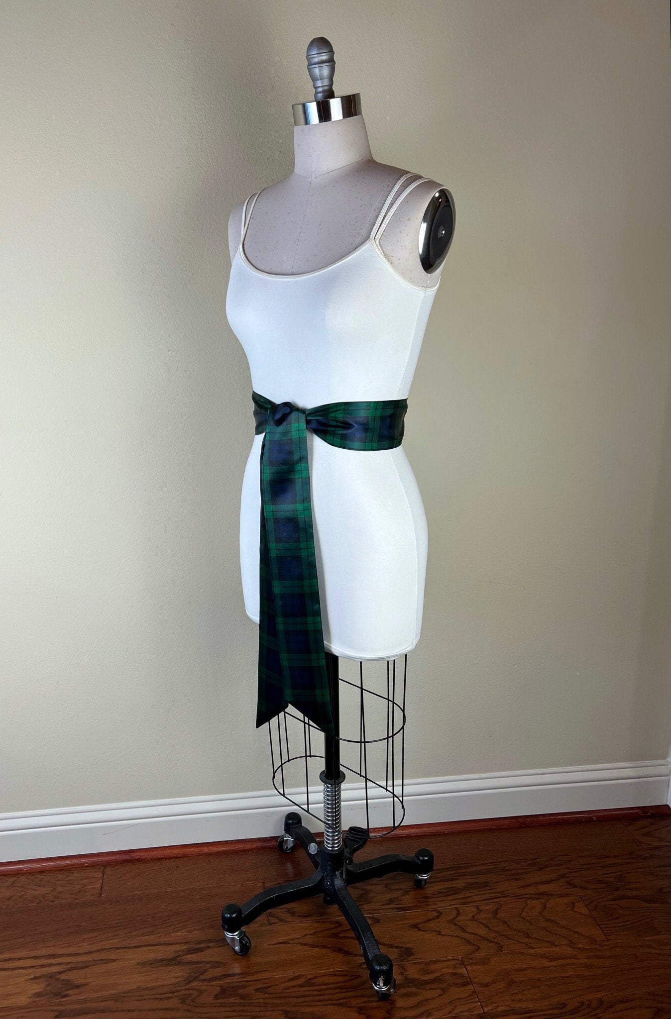 Black Watch Satin Sash, Black Watch Tartan Sash Belt, Blackwatch Plaid Waist Sash, Black Watch Regiment Tartan of Scotland, Satin Swank