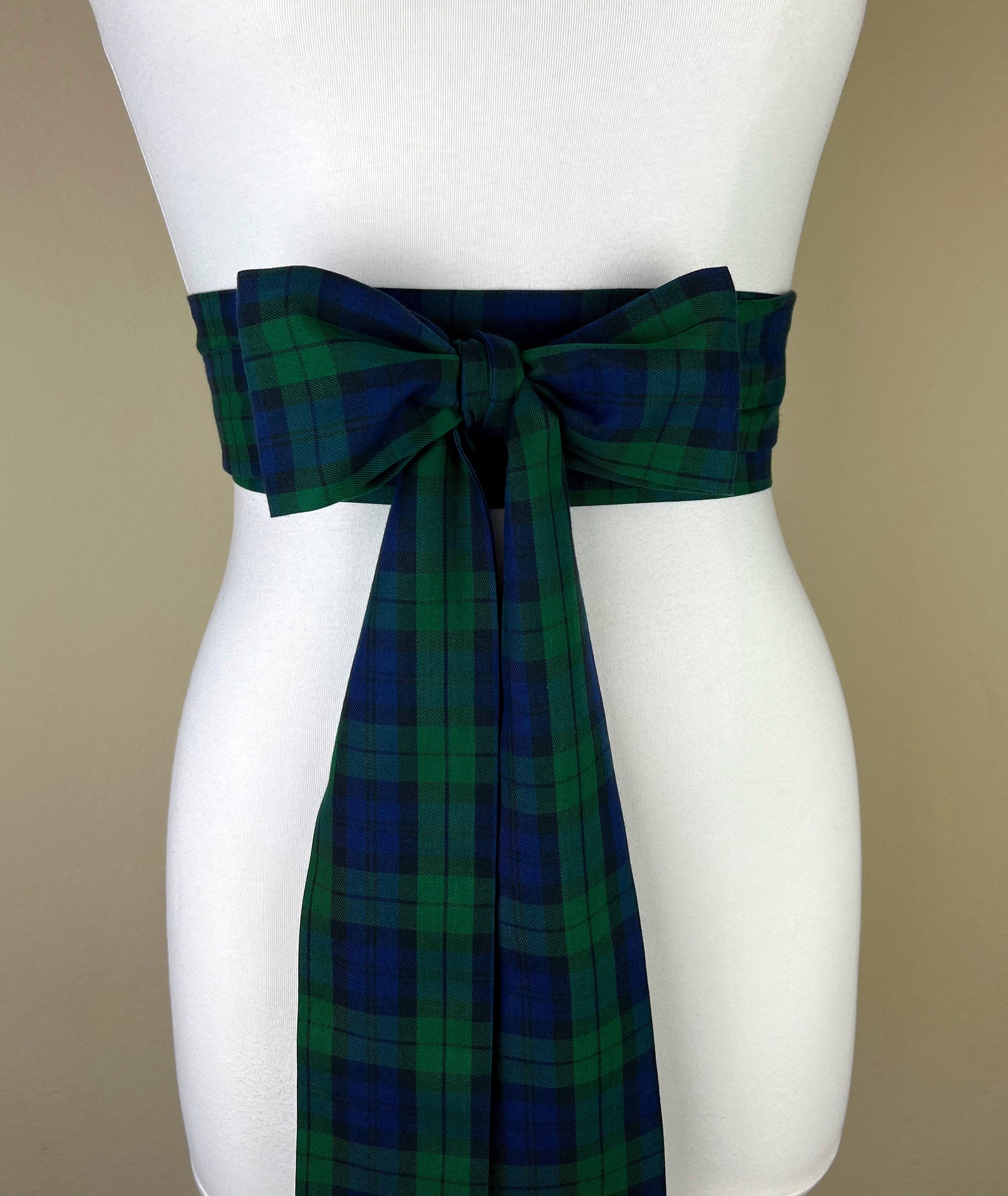 Black Watch Tartan Sash, Black Watch Plaid Sash, Extra Long Black Watch Tartan Wedding Sash, Black Watch Tartan Accessories, Satin Swank