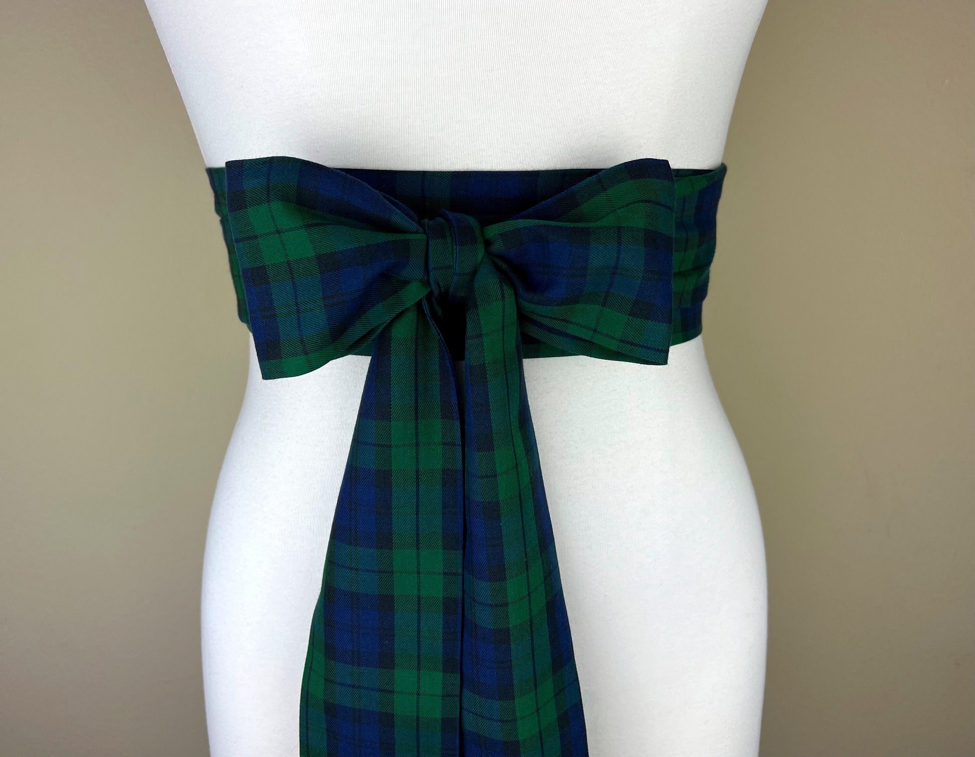 Black Watch Tartan Sash, Black Watch Plaid Sash, Extra Long Black Watch Tartan Wedding Sash, Black Watch Tartan Accessories, Satin Swank
