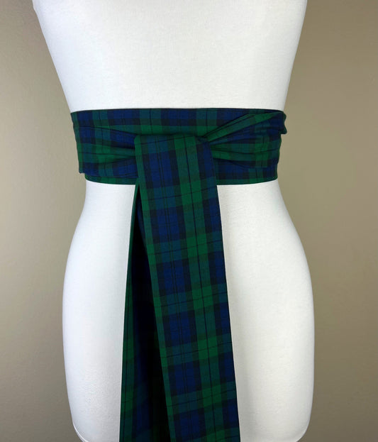 Black Watch Tartan Sash, Black Watch Plaid Sash, Extra Long Black Watch Tartan Wedding Sash, Black Watch Tartan Accessories, Satin Swank