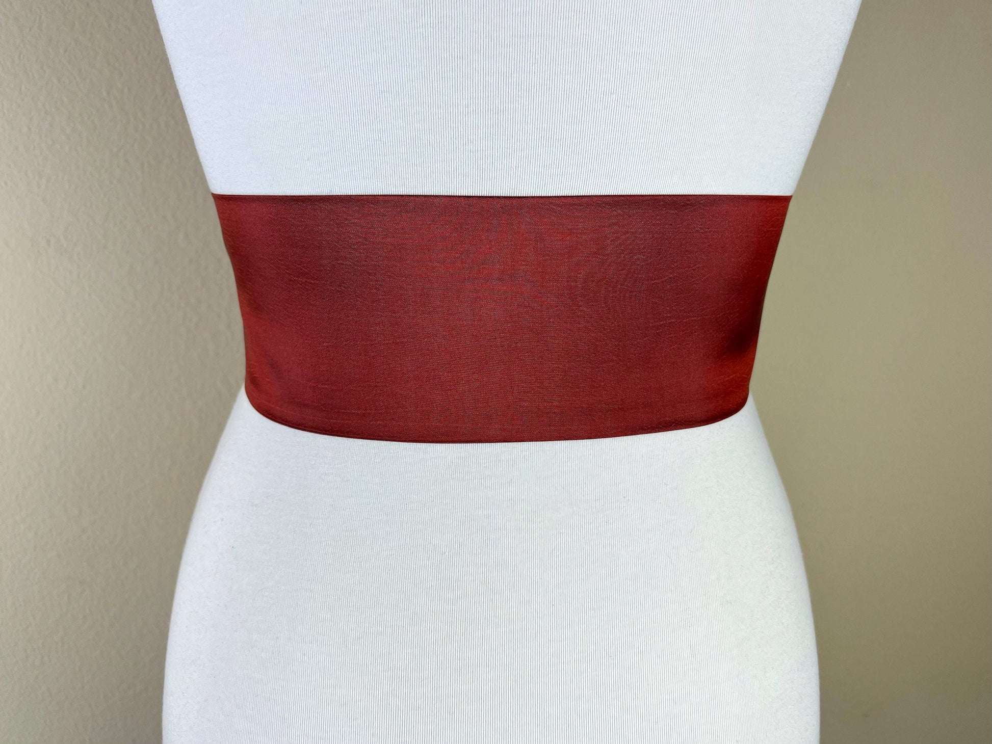 Crisp Taffeta Sash in Cinnabar, Brick Red Sash Belt, Dark Rust Taffeta Sash, Cinnamon Sash Belt, Cinnabar Taffeta Bow Belt, Satin Swank