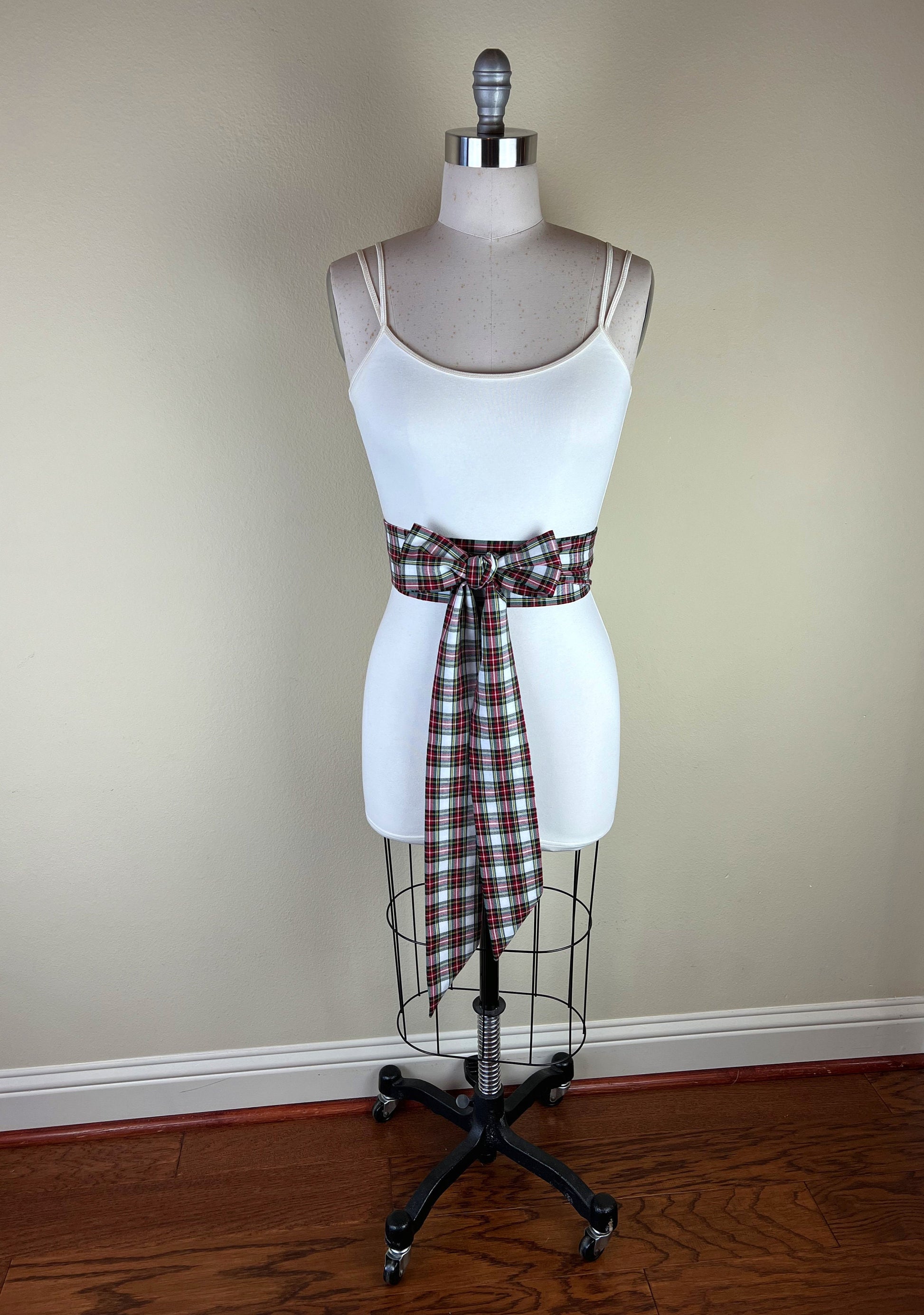 Stewart Dress Tartan Sash Belt, Stewart Tartan Sash, Christmas Plaid Sash Belt, Stewart Plaid Sash, Holiday Dress Accessories, Satin Swank