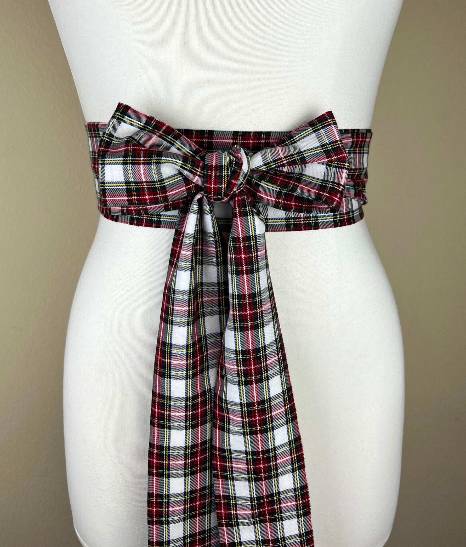 Stewart Dress Tartan Sash Belt, Stewart Tartan Sash, Christmas Plaid Sash Belt, Stewart Plaid Sash, Holiday Dress Accessories, Satin Swank