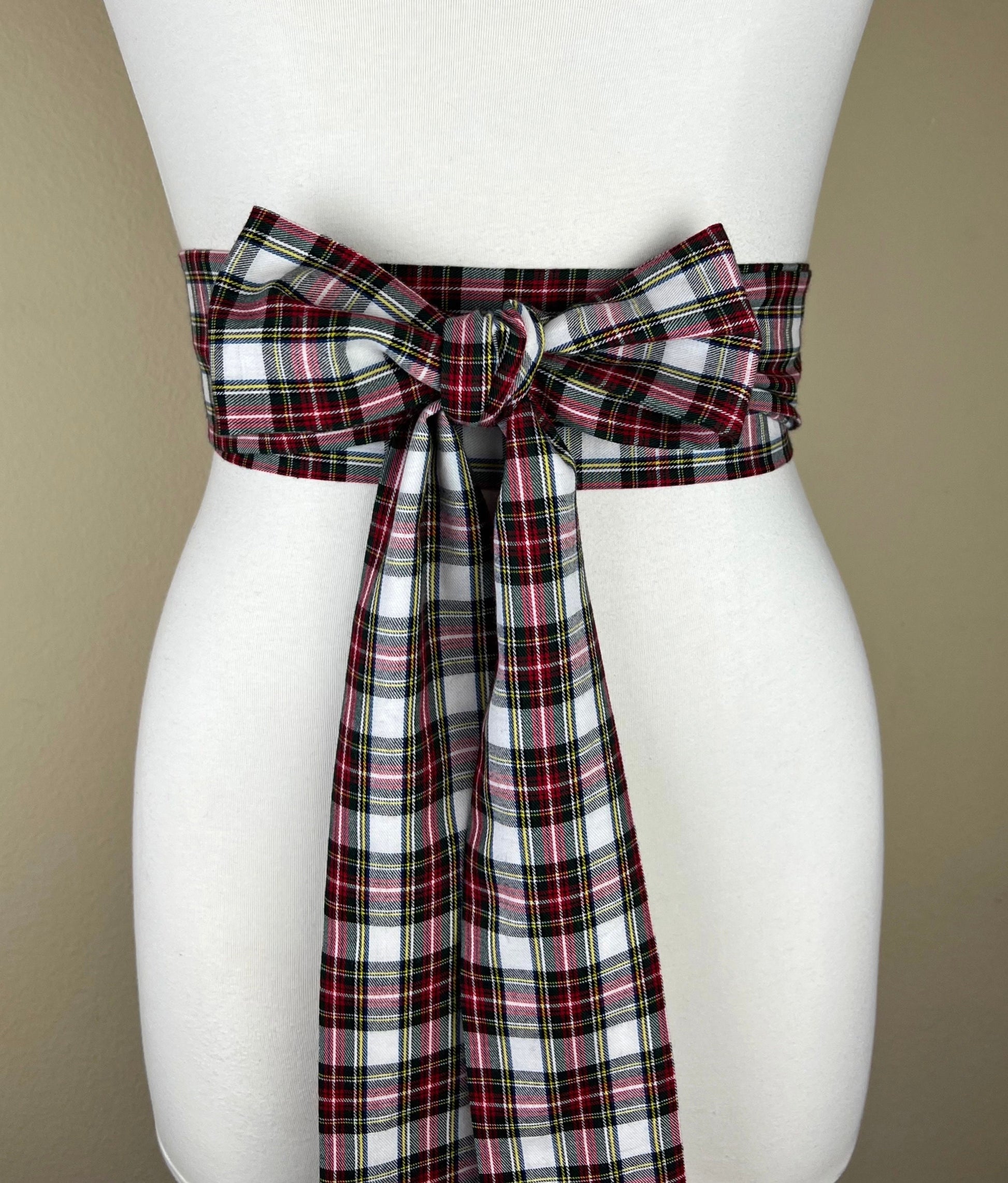 Stewart Dress Tartan Sash Belt, Stewart Tartan Sash, Christmas Plaid Sash Belt, Stewart Plaid Sash, Holiday Dress Accessories, Satin Swank