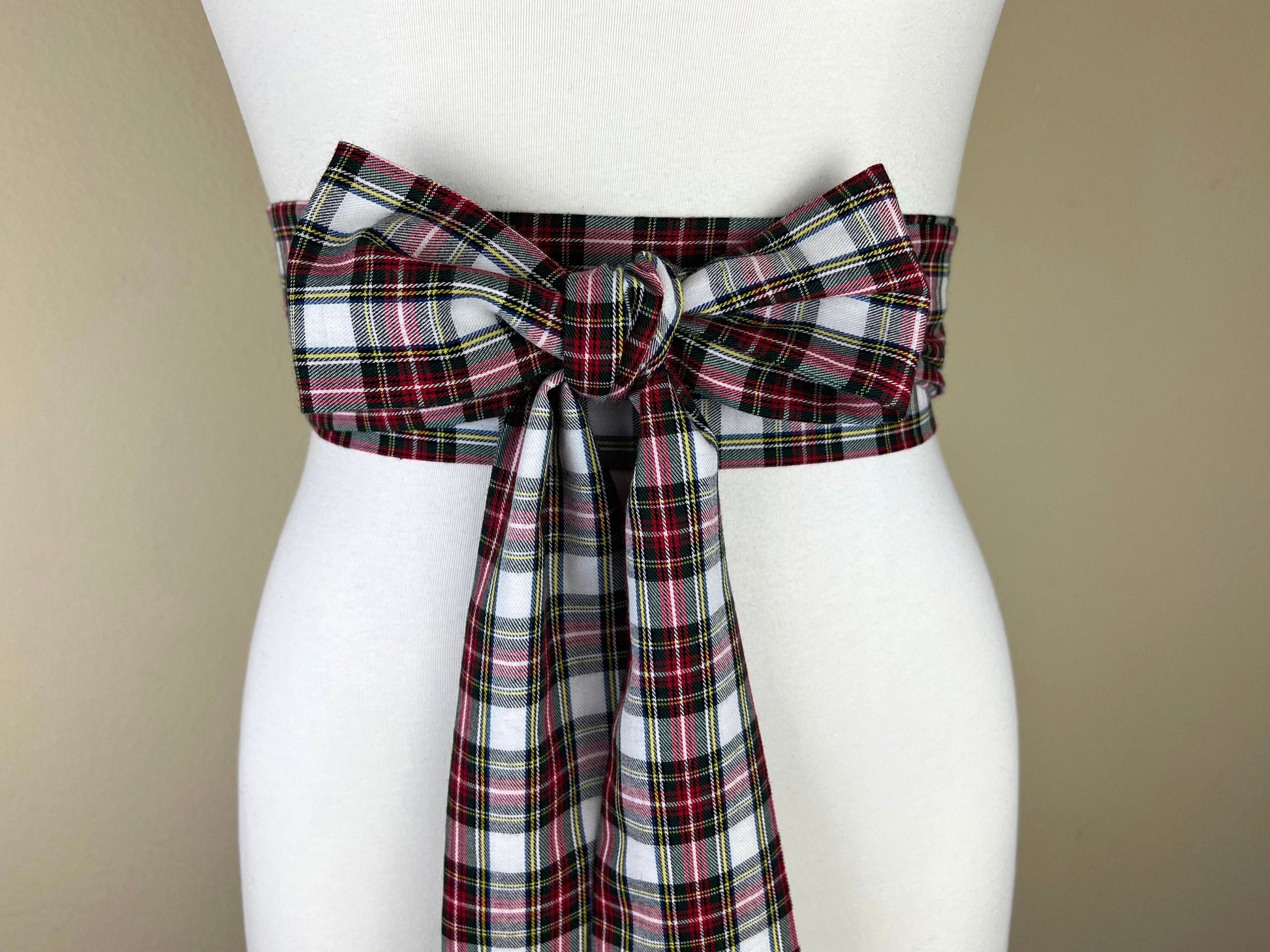 Stewart Dress Tartan Sash Belt, Stewart Tartan Sash, Christmas Plaid Sash Belt, Stewart Plaid Sash, Holiday Dress Accessories, Satin Swank