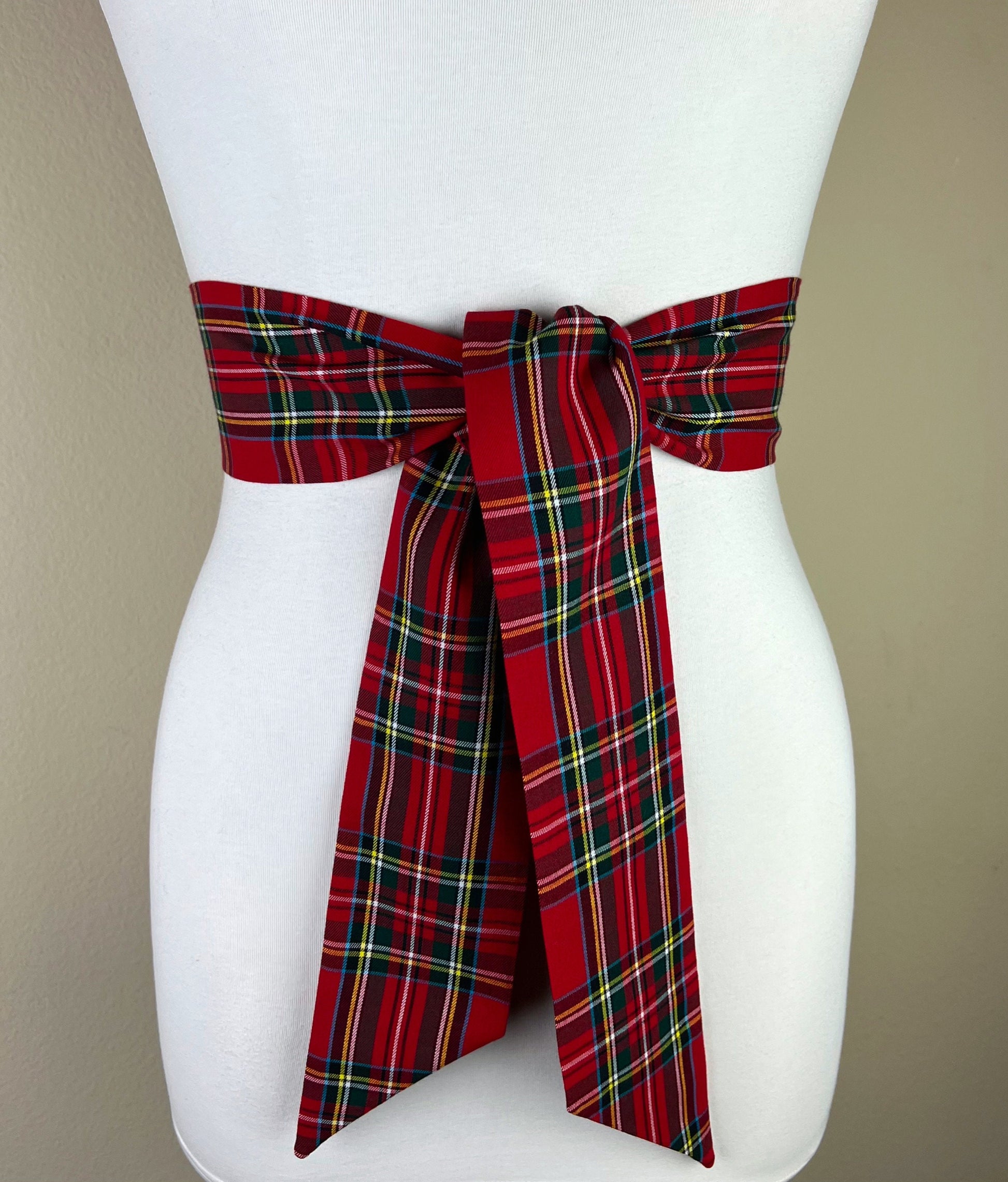 Wide Royal Stewart Tartan Sash Belt, Stewart Clan Tartan Plaid Sash, Red Plaid Sash, Red Tartan, Scottish Tartan Accessories, Satin Swank
