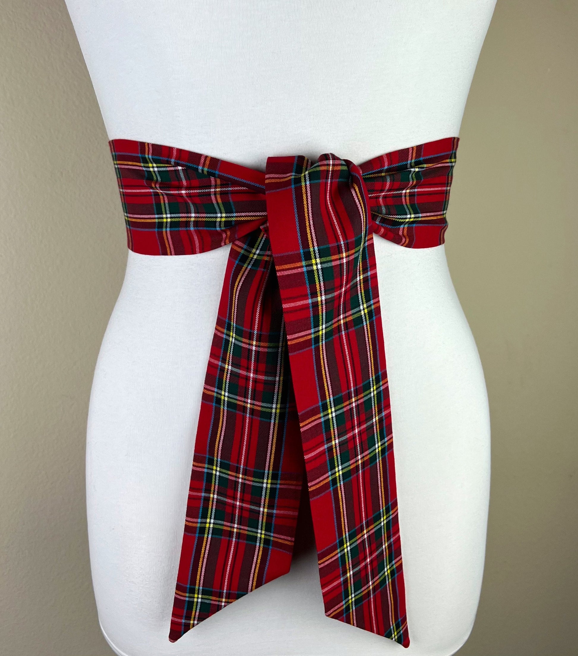 Wide Royal Stewart Tartan Sash Belt, Stewart Clan Tartan Plaid Sash, Red Plaid Sash, Red Tartan, Scottish Tartan Accessories, Satin Swank