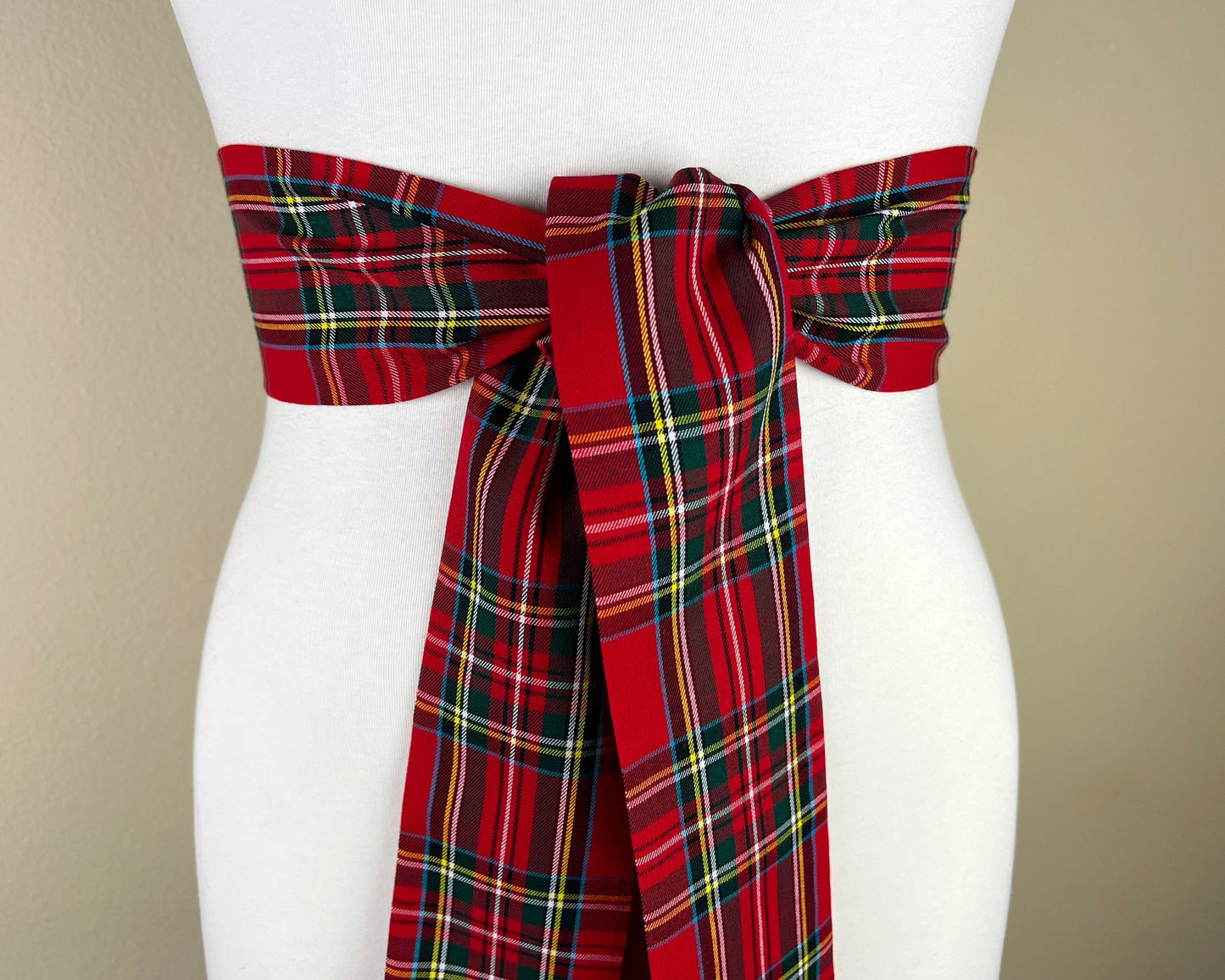 Wide Royal Stewart Tartan Sash Belt, Stewart Clan Tartan Plaid Sash, Red Plaid Sash, Red Tartan, Scottish Tartan Accessories, Satin Swank