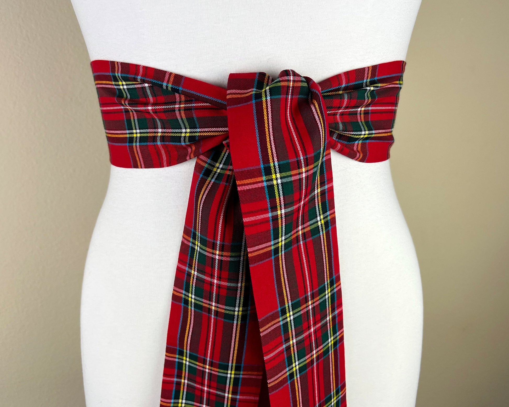 Wide Royal Stewart Tartan Sash Belt, Stewart Clan Tartan Plaid Sash, Red Plaid Sash, Red Tartan, Scottish Tartan Accessories, Satin Swank