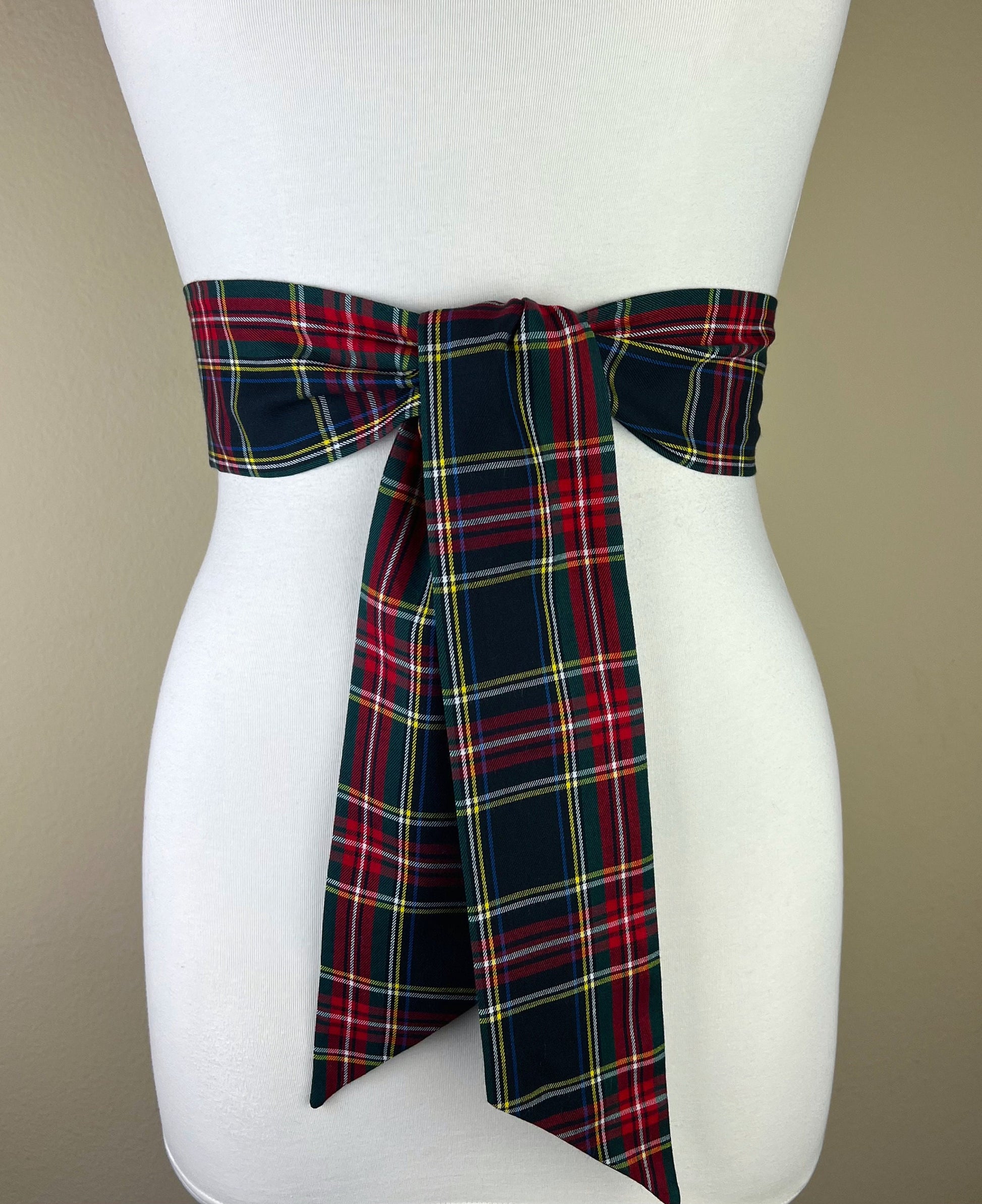 Royal Stewart Black Tartan Sash Belt, Stewart Clan Tartan Plaid Sash, Black Stewart Tartan Sash, Scottish Tartan Accessories, Satin Swank