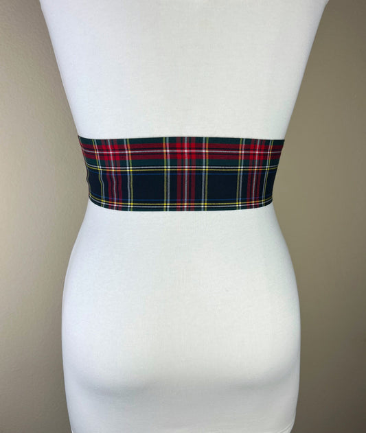 Royal Stewart Black Tartan Sash Belt, Stewart Clan Tartan Plaid Sash, Black Stewart Tartan Sash, Scottish Tartan Accessories, Satin Swank