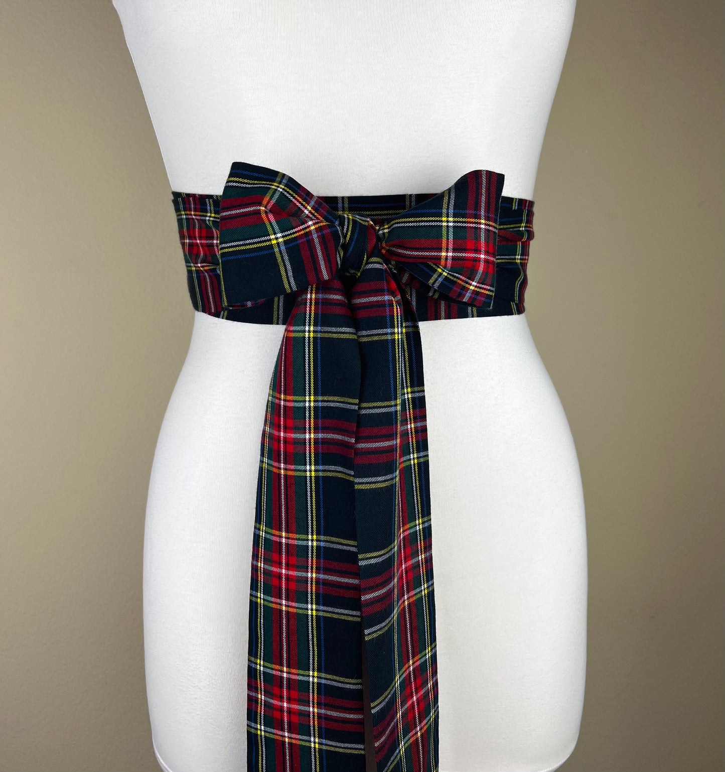 Black Royal Stewart Tartan Sash, Tartan Plaid Sash, Black Plaid Sash Belt, Royal Stewart Black Tartan Wedding, Scottish Tartan, Satin Swank