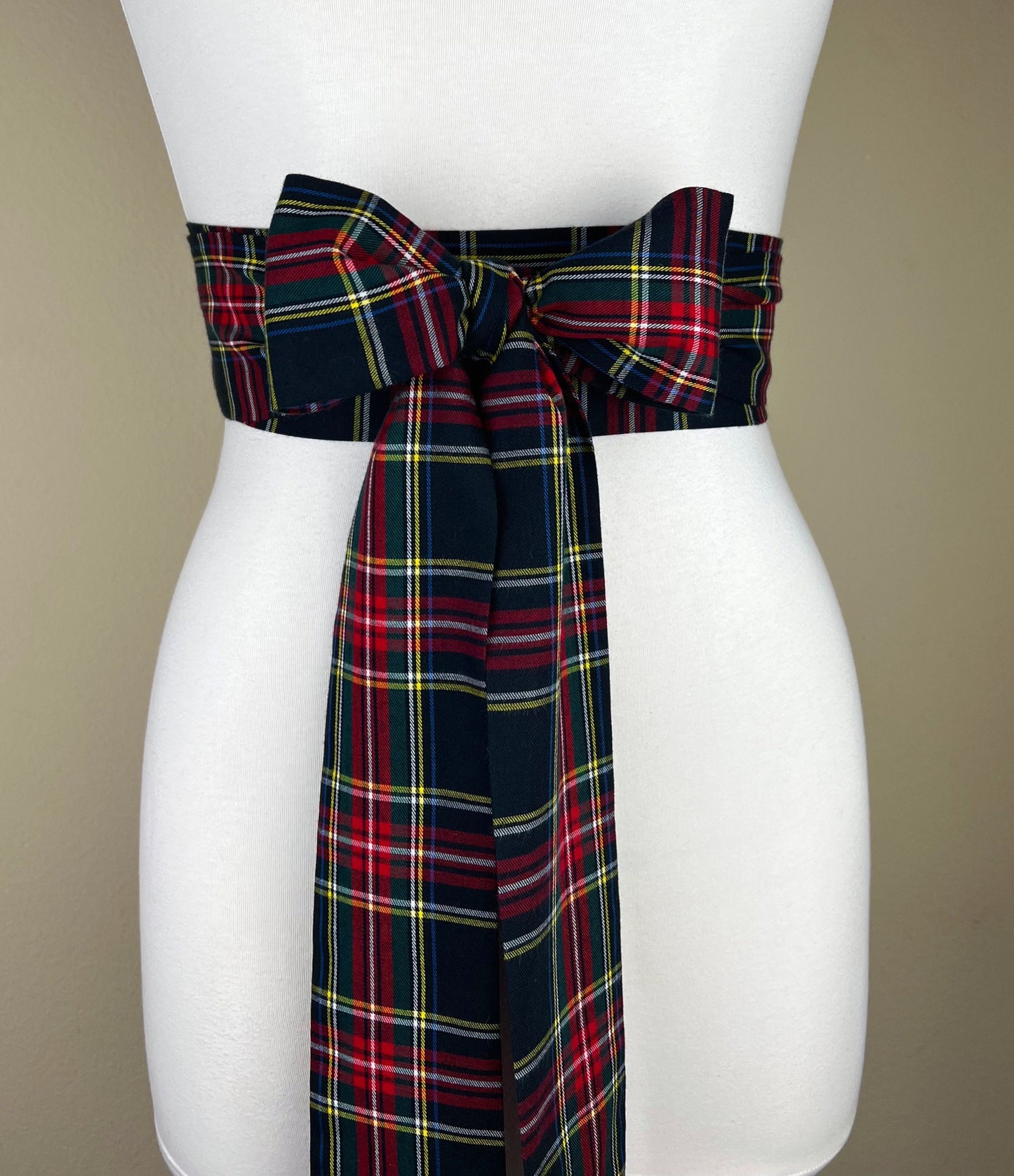 Black Royal Stewart Tartan Sash, Tartan Plaid Sash, Black Plaid Sash Belt, Royal Stewart Black Tartan Wedding, Scottish Tartan, Satin Swank