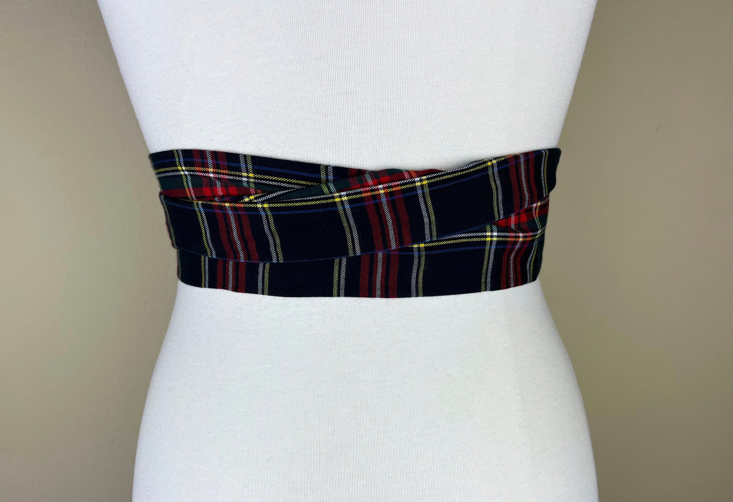 Black Royal Stewart Tartan Sash, Tartan Plaid Sash, Black Plaid Sash Belt, Royal Stewart Black Tartan Wedding, Scottish Tartan, Satin Swank