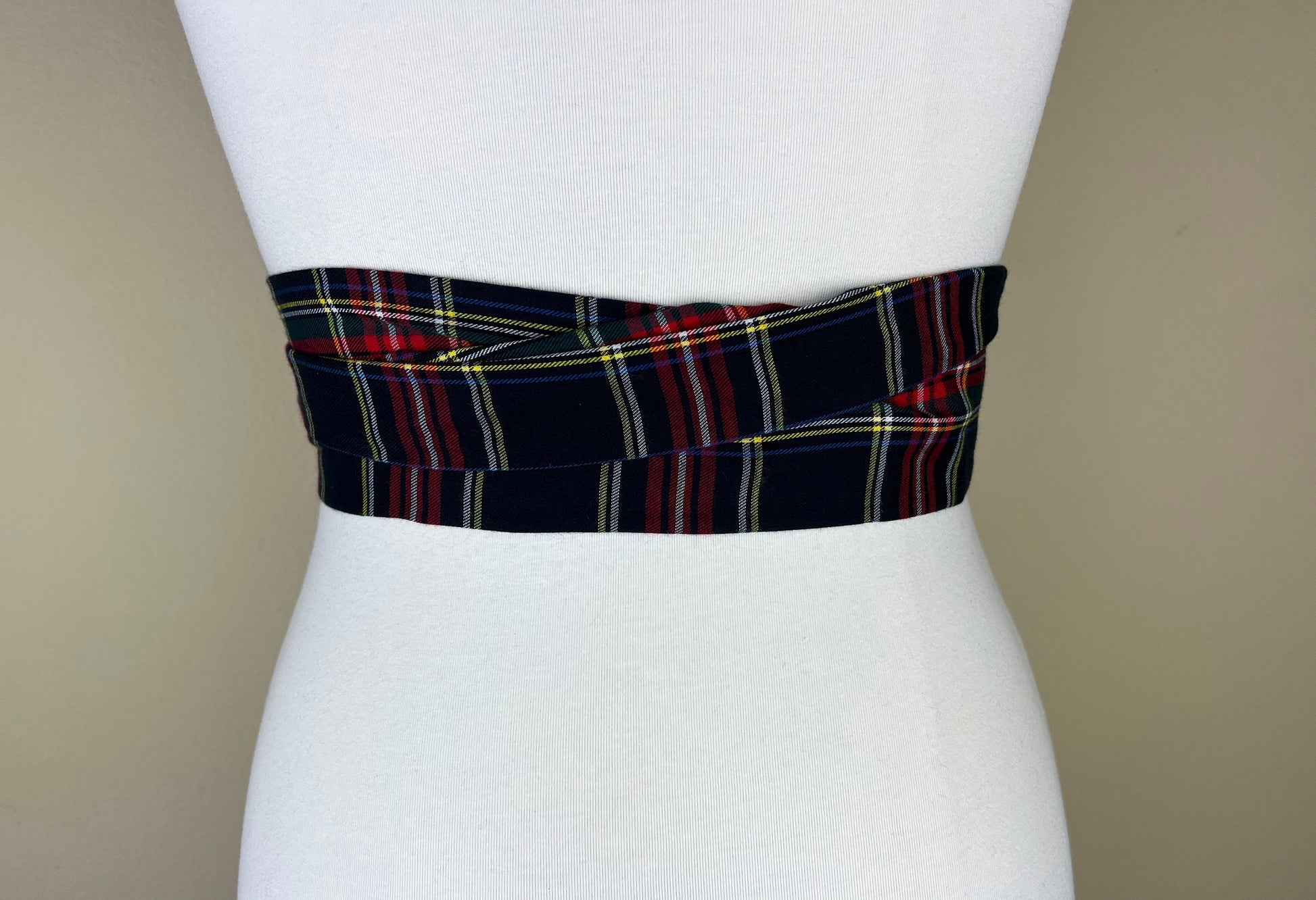 Black Royal Stewart Tartan Sash, Tartan Plaid Sash, Black Plaid Sash Belt, Royal Stewart Black Tartan Wedding, Scottish Tartan, Satin Swank