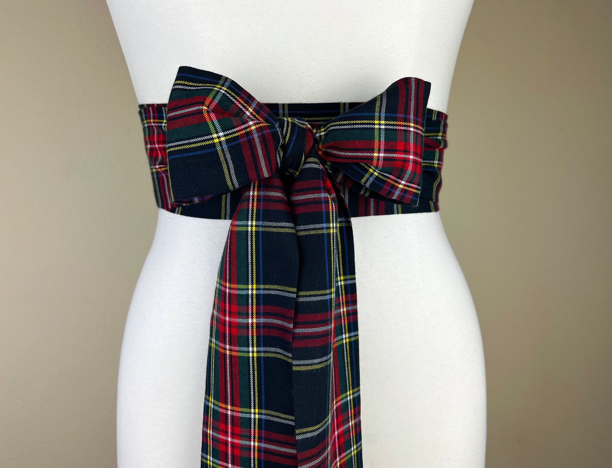 Black Royal Stewart Tartan Sash, Tartan Plaid Sash, Black Plaid Sash Belt, Royal Stewart Black Tartan Wedding, Scottish Tartan, Satin Swank
