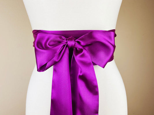 Bright Violet Sash, Violet Satin Sash, Long Sash Belt, Violet Purple Wedding Gown Sash, Violet Purple Sash Belt, Bridal Sash, Satin Swank