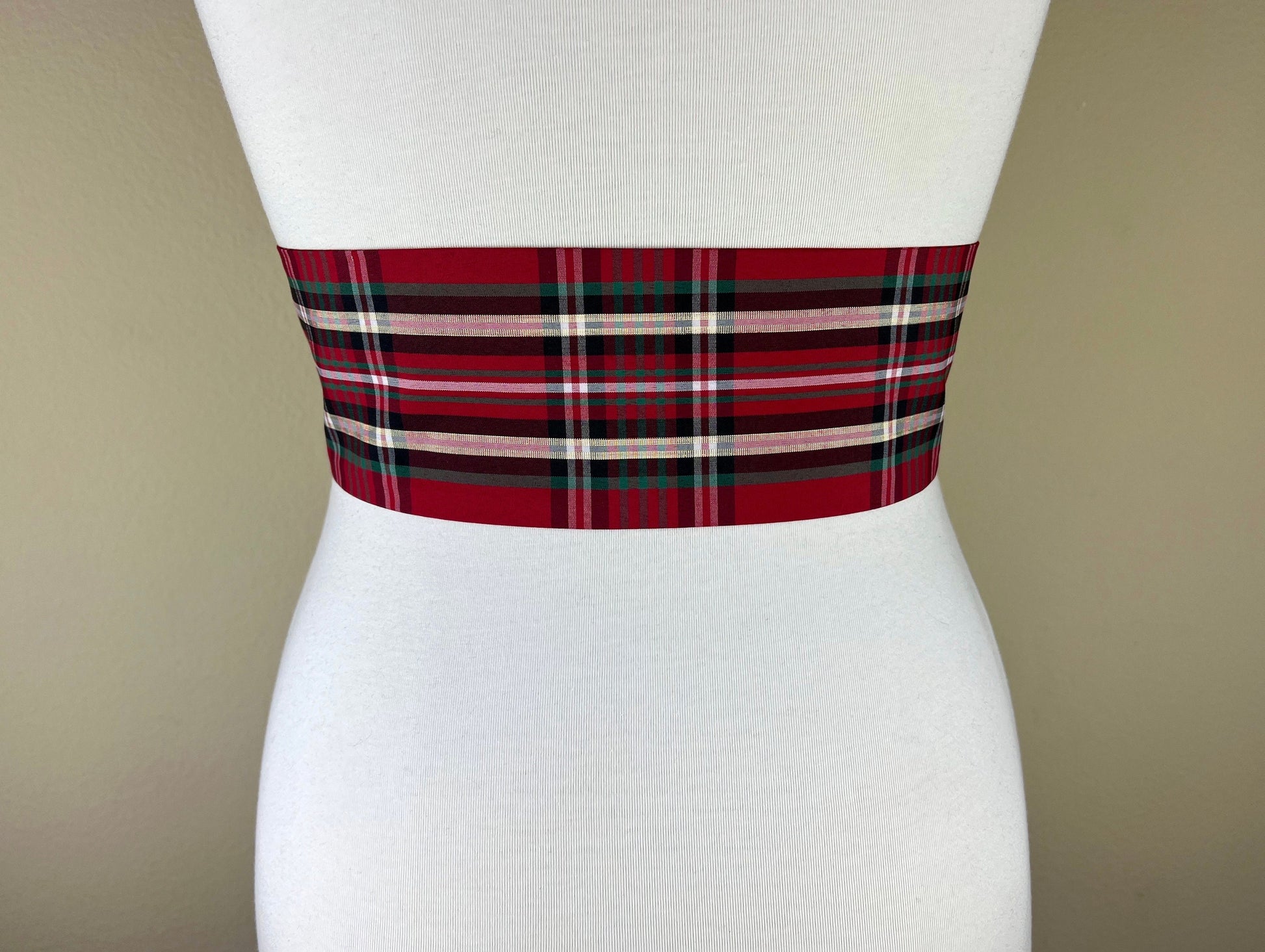 Christmas Plaid Taffeta Sash, Red, Green & Gold Tartan Sash, Christmas Tartan Sash, Christmas Dress Accessories, Christmas Sash, Satin Swank