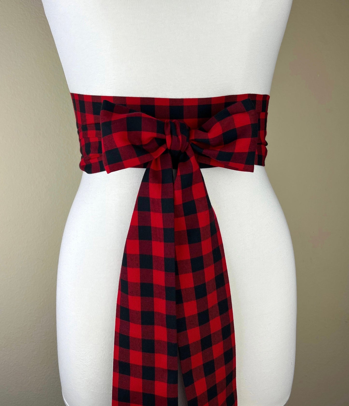 Extra Long Buffalo Plaid Sash, Red & Black Checkered Sash, Red Plaid Sash Belt, Buffalo Plaid Accessories, Black Red Check Sash, Satin Swank