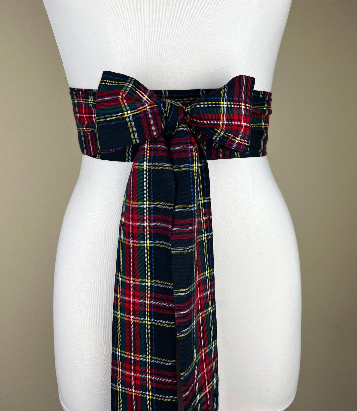 Black Royal Stewart Tartan Sash, Tartan Plaid Sash, Black Plaid Sash Belt, Royal Stewart Black Tartan Wedding, Scottish Tartan, Satin Swank