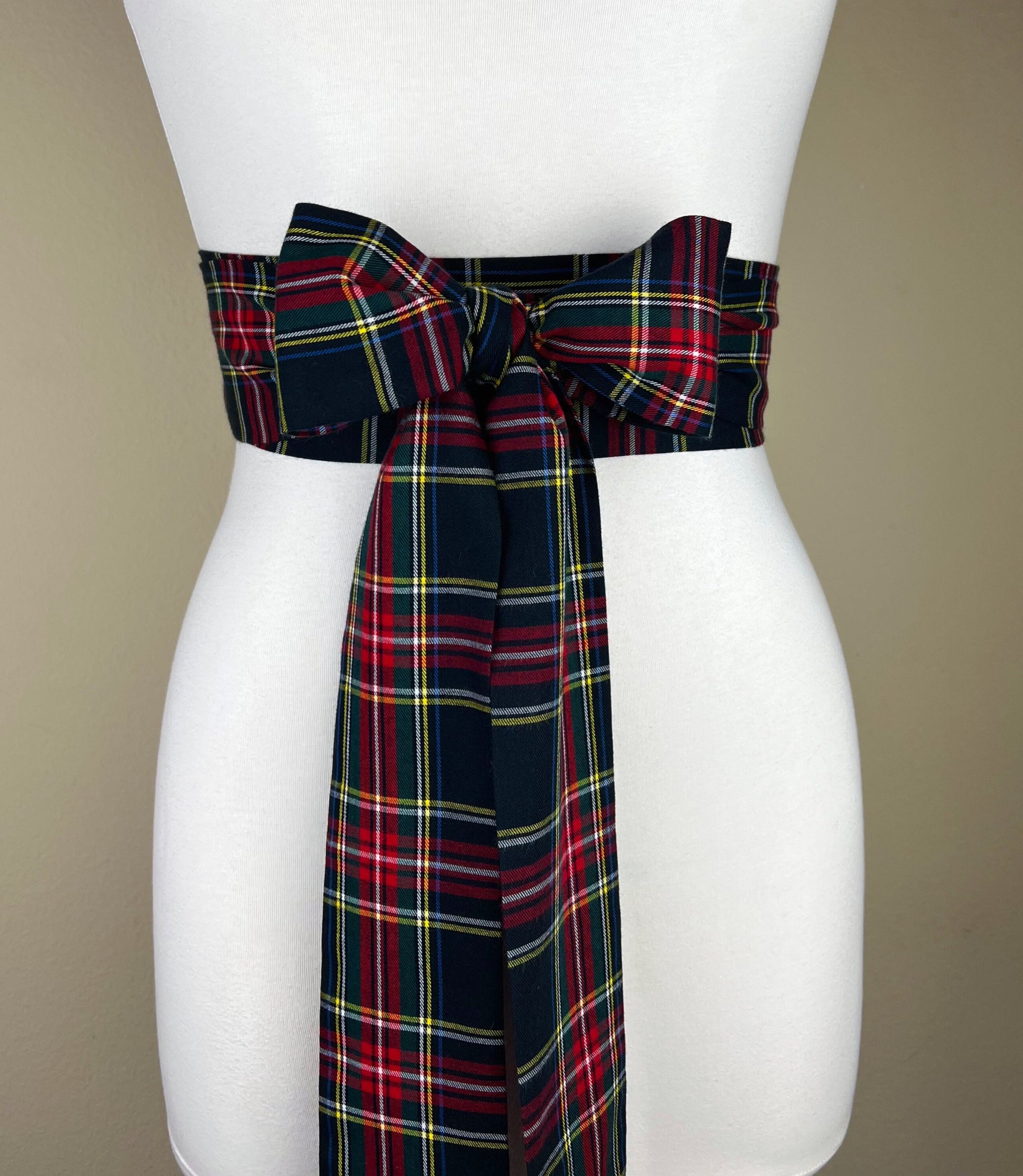 Black Royal Stewart Tartan Sash, Tartan Plaid Sash, Black Plaid Sash Belt, Royal Stewart Black Tartan Wedding, Scottish Tartan, Satin Swank