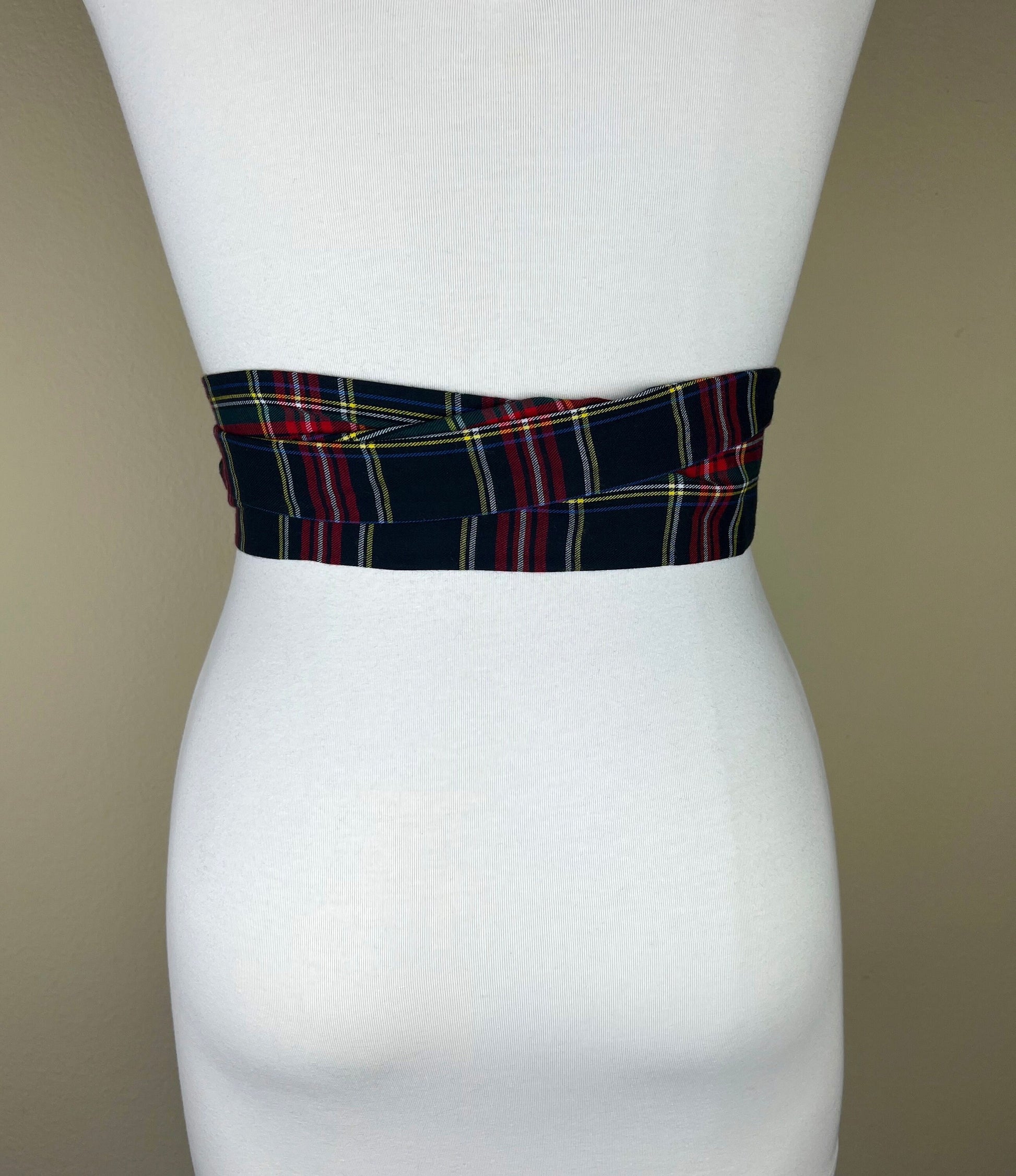 Black Royal Stewart Tartan Sash, Tartan Plaid Sash, Black Plaid Sash Belt, Royal Stewart Black Tartan Wedding, Scottish Tartan, Satin Swank