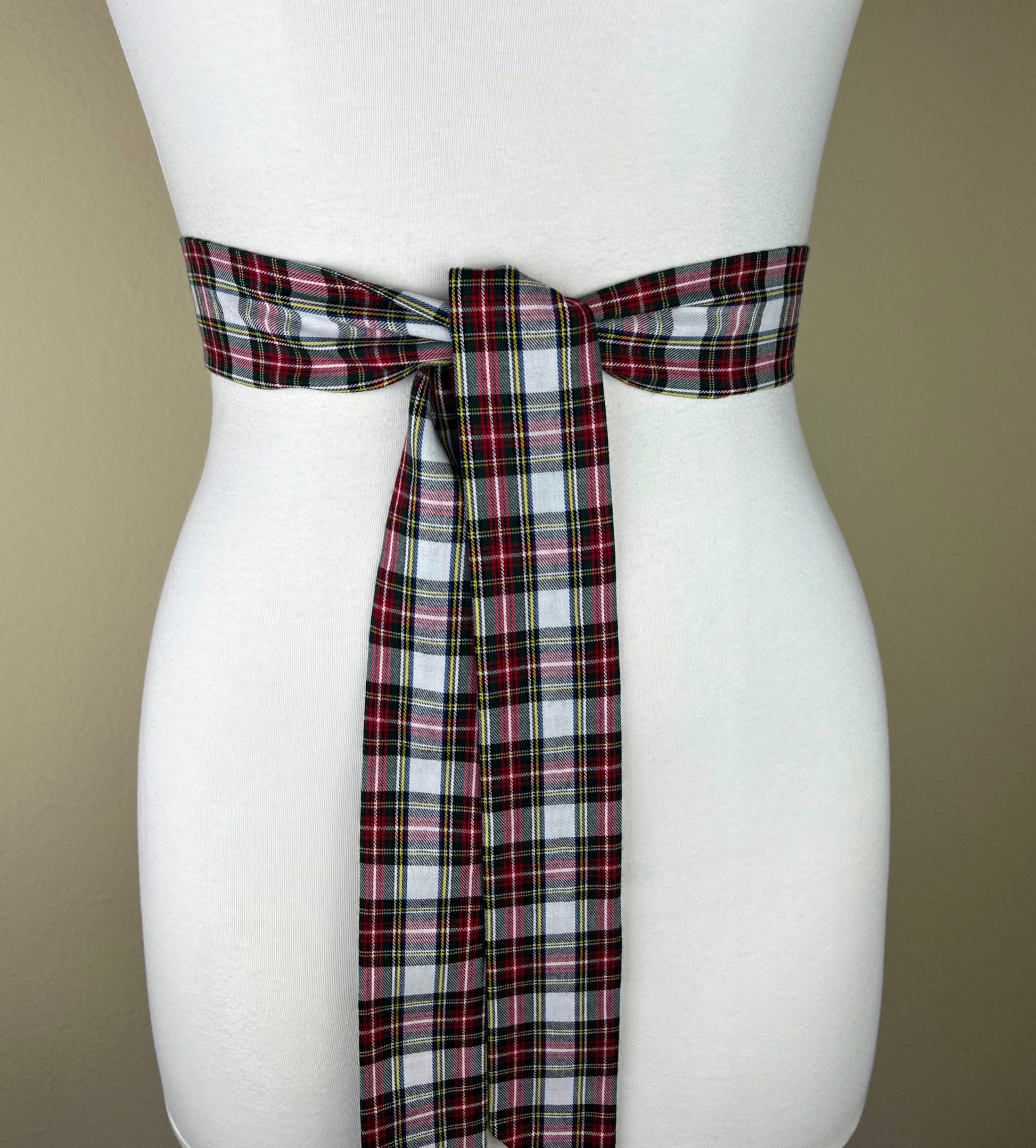 Narrow Stewart Tartan Sash Stewart Dress Tartan Sash Belt Plaid Sash, Stewart Clan Tartan Plaid Scottish, Tartan Accessories Satin Swank