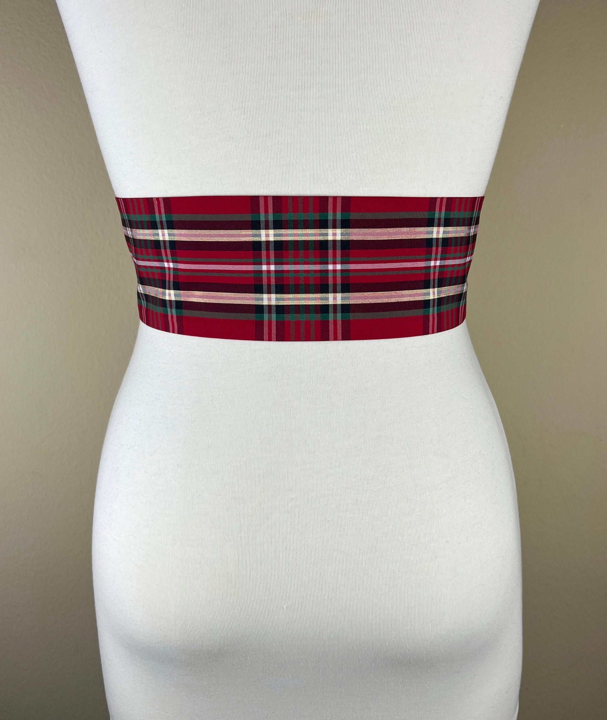 Christmas Plaid Taffeta Sash, Red, Green & Gold Tartan Sash, Christmas Tartan Sash, Christmas Dress Accessories, Christmas Sash, Satin Swank