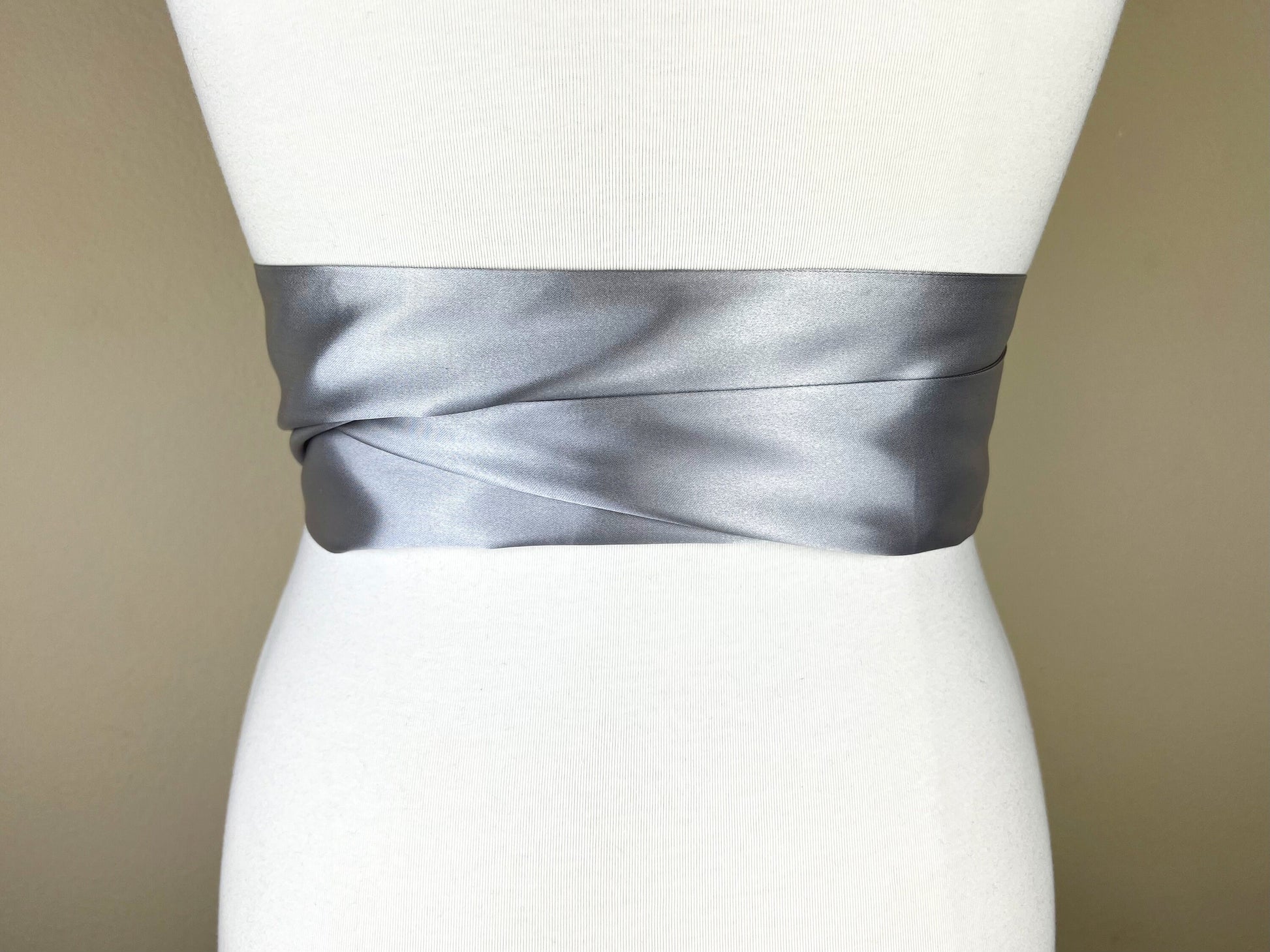 Bright Silver Sash, Silver Satin Sash, Silver Obi Wrap Belt, Long Silver Sash Belt, Wedding Accessories, Silver Wedding Sash, Satin Swank