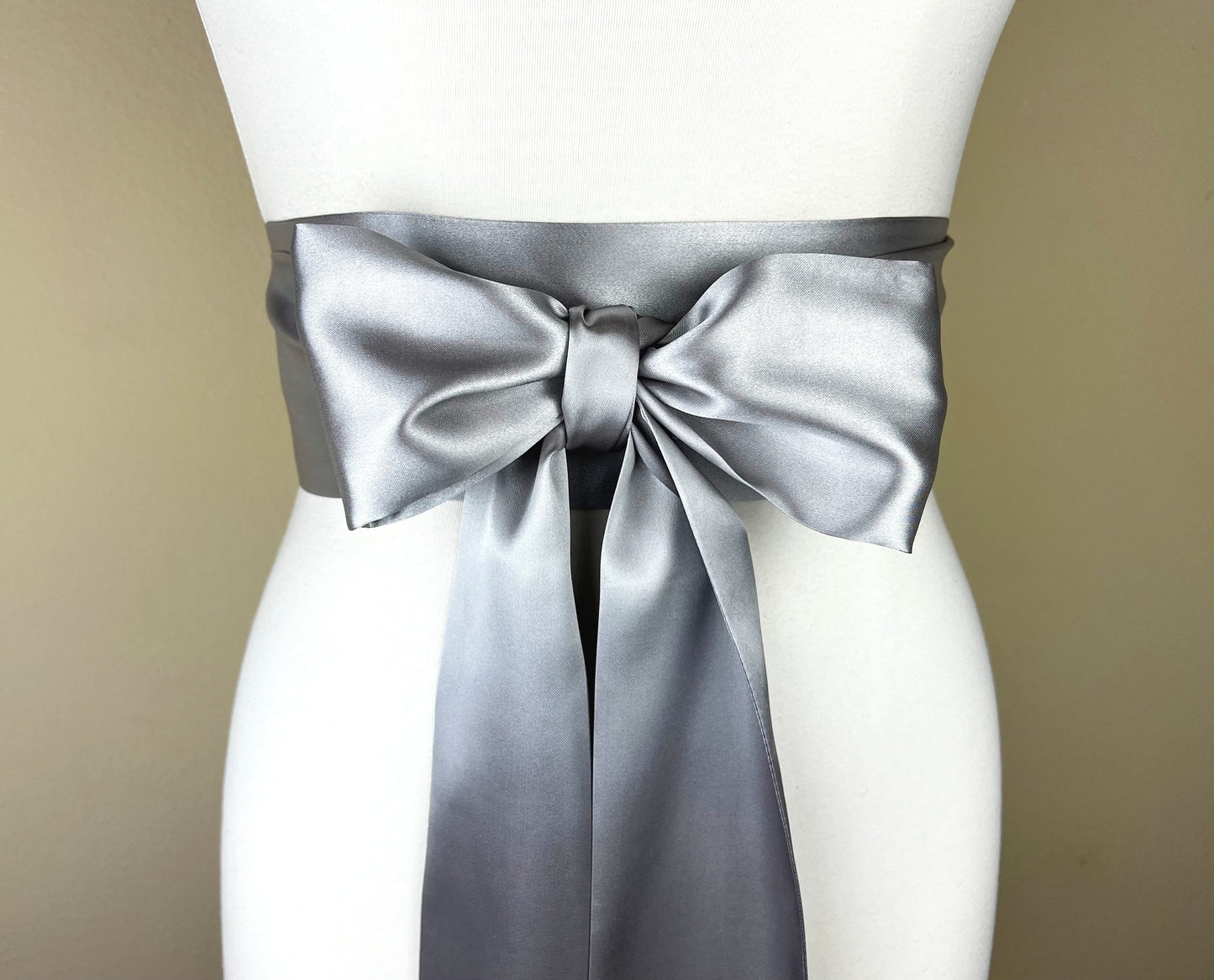 Bright Silver Sash, Silver Satin Sash, Silver Obi Wrap Belt, Long Silver Sash Belt, Wedding Accessories, Silver Wedding Sash, Satin Swank