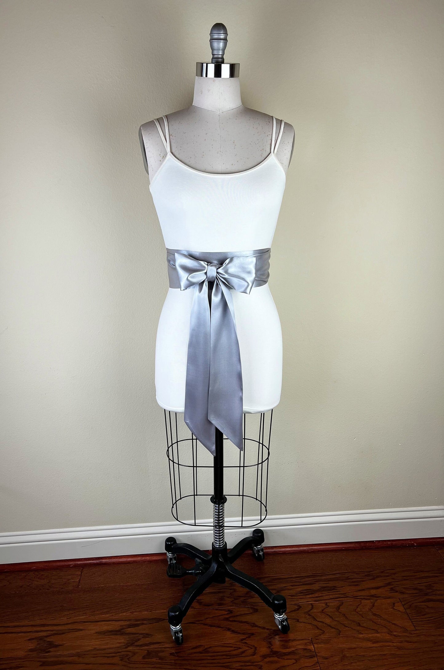 Bright Silver Sash, Silver Satin Sash, Silver Obi Wrap Belt, Long Silver Sash Belt, Wedding Accessories, Silver Wedding Sash, Satin Swank