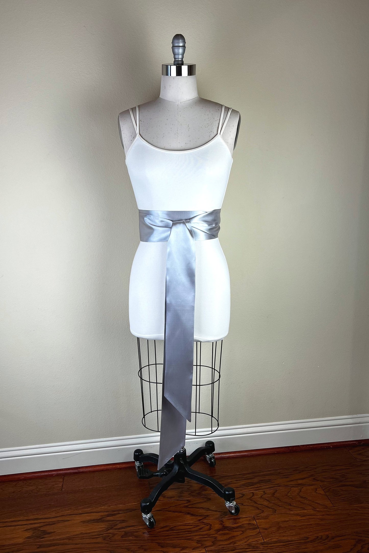 Bright Silver Sash, Silver Satin Sash, Silver Obi Wrap Belt, Long Silver Sash Belt, Wedding Accessories, Silver Wedding Sash, Satin Swank