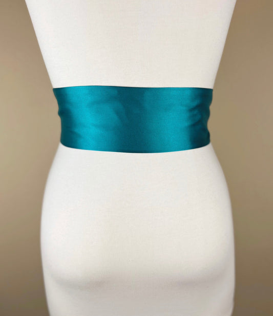 Teal Satin Sash, Teal Sash Belt, Wide Teal Wedding Dress Sash, Deep Turquoise Sash, Teal Bridal Sash Belt, Teal Bridesmaid Sash, Satin Swank