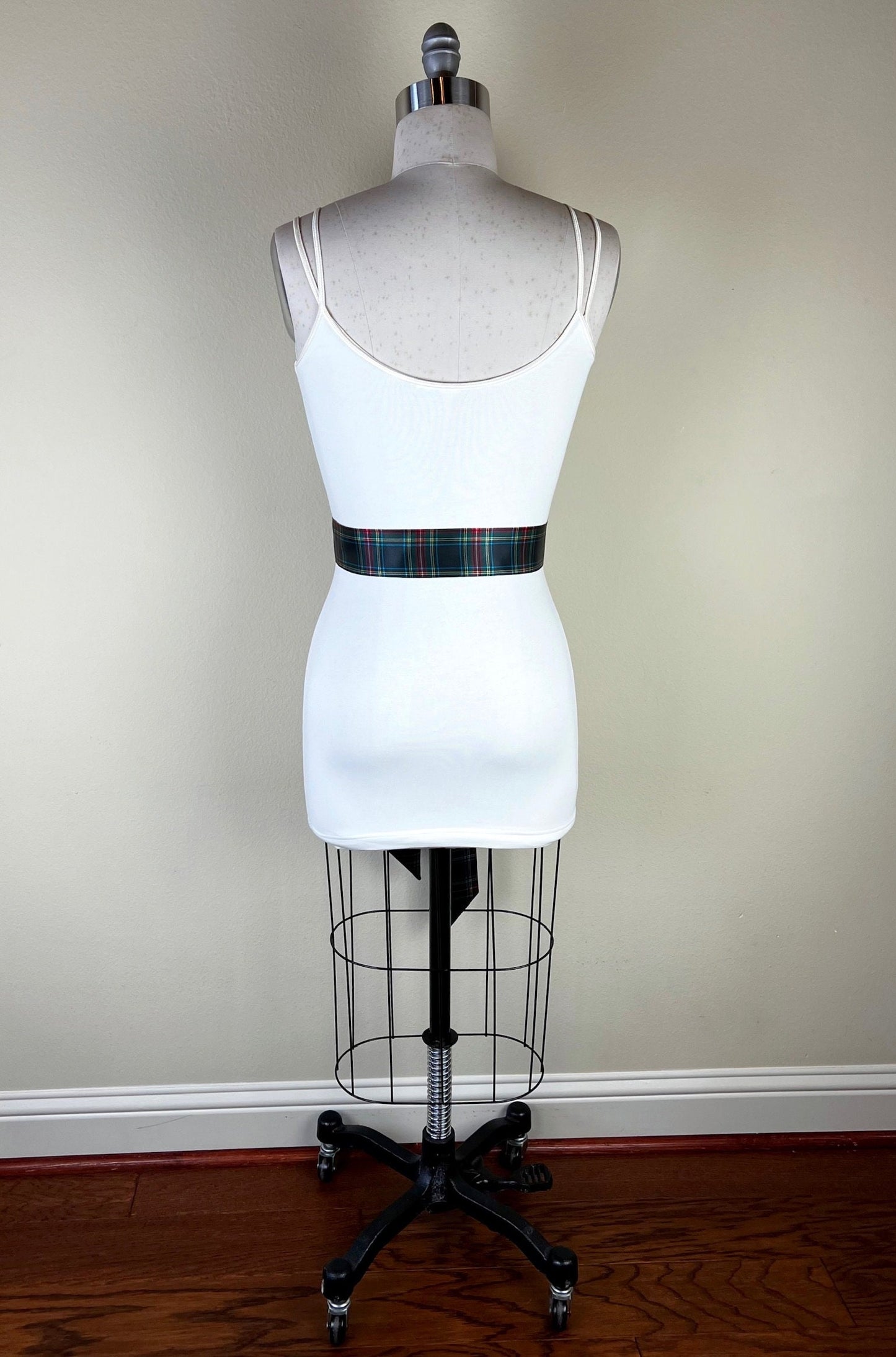 Narrow Black Royal Stewart Satin Sash, Black Plaid Sash Belt, Black Royal Stewart Tartan, Holiday Sash Belt, Black & Red Plaid, Satin Swank