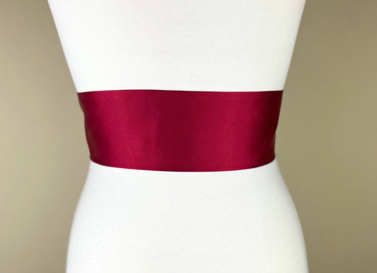 Wide Cranberry Red Satin Sash, Deep Red Sash, Dark Red Wedding Dress Sash, Cranberry Red Sash Belt, Flower Girl Bridesmaid Sash, Satin Swank