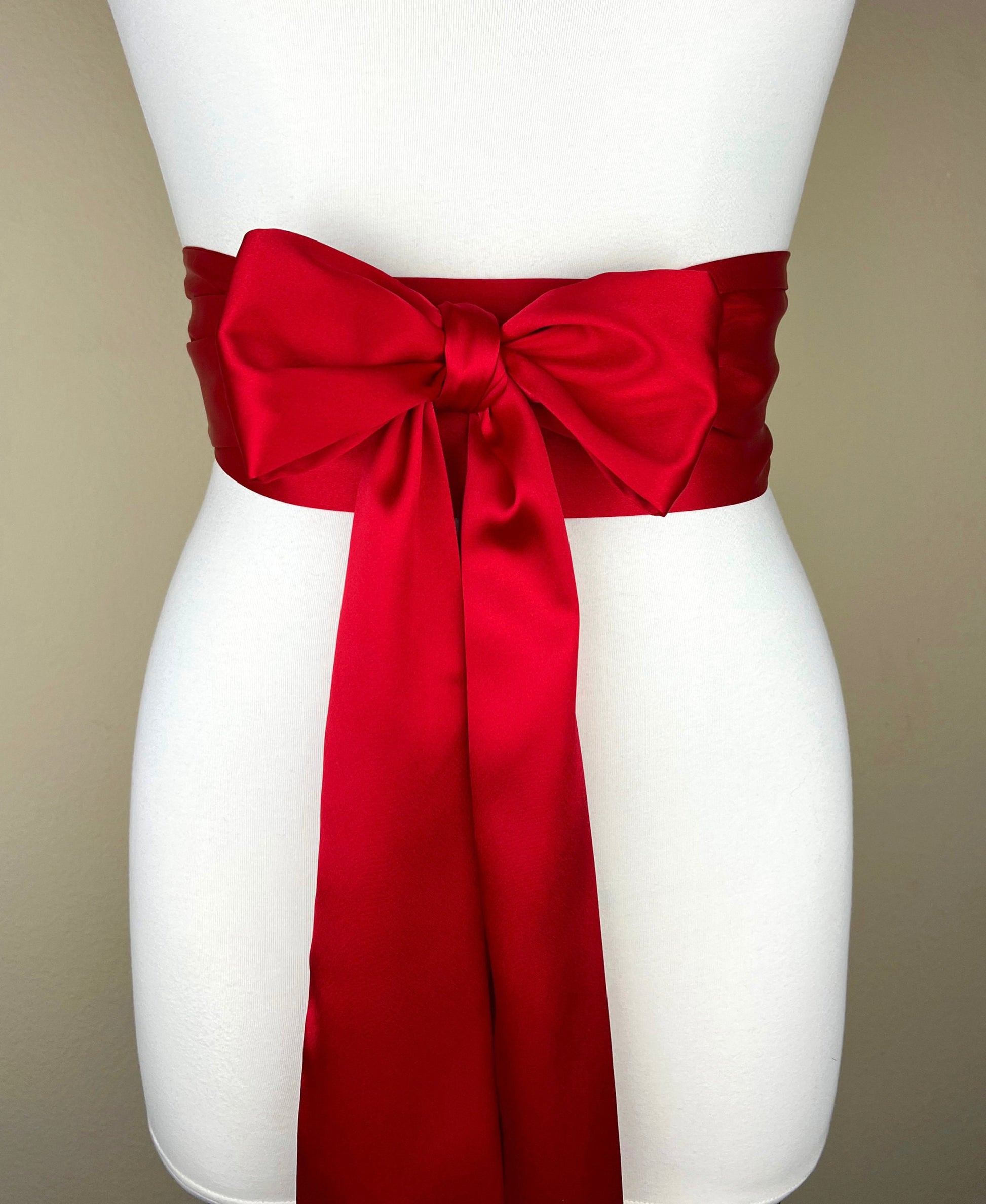 True Red Sash, Red Satin Sash, Holiday Sash, Christmas Sash Belt, Red Dress Sash Belt, Wrap Belt, Red Obi Belt, Christmas Wedding Sash
