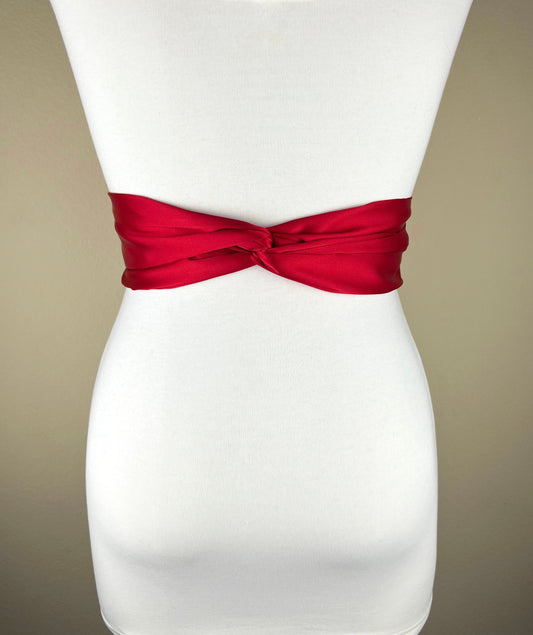 True Red Sash, Red Satin Sash, Holiday Sash, Christmas Sash Belt, Red Dress Sash Belt, Wrap Belt, Red Obi Belt, Christmas Wedding Sash