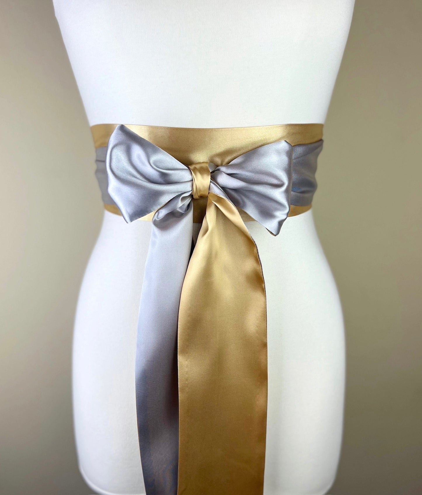 Gold & Silver Sash, Satin Sash, Silver and Gold Sash Belt, Silver Satin Sash, Gold Satin Sash, Silver Gold Wedding Dress Sash, Satin Swank